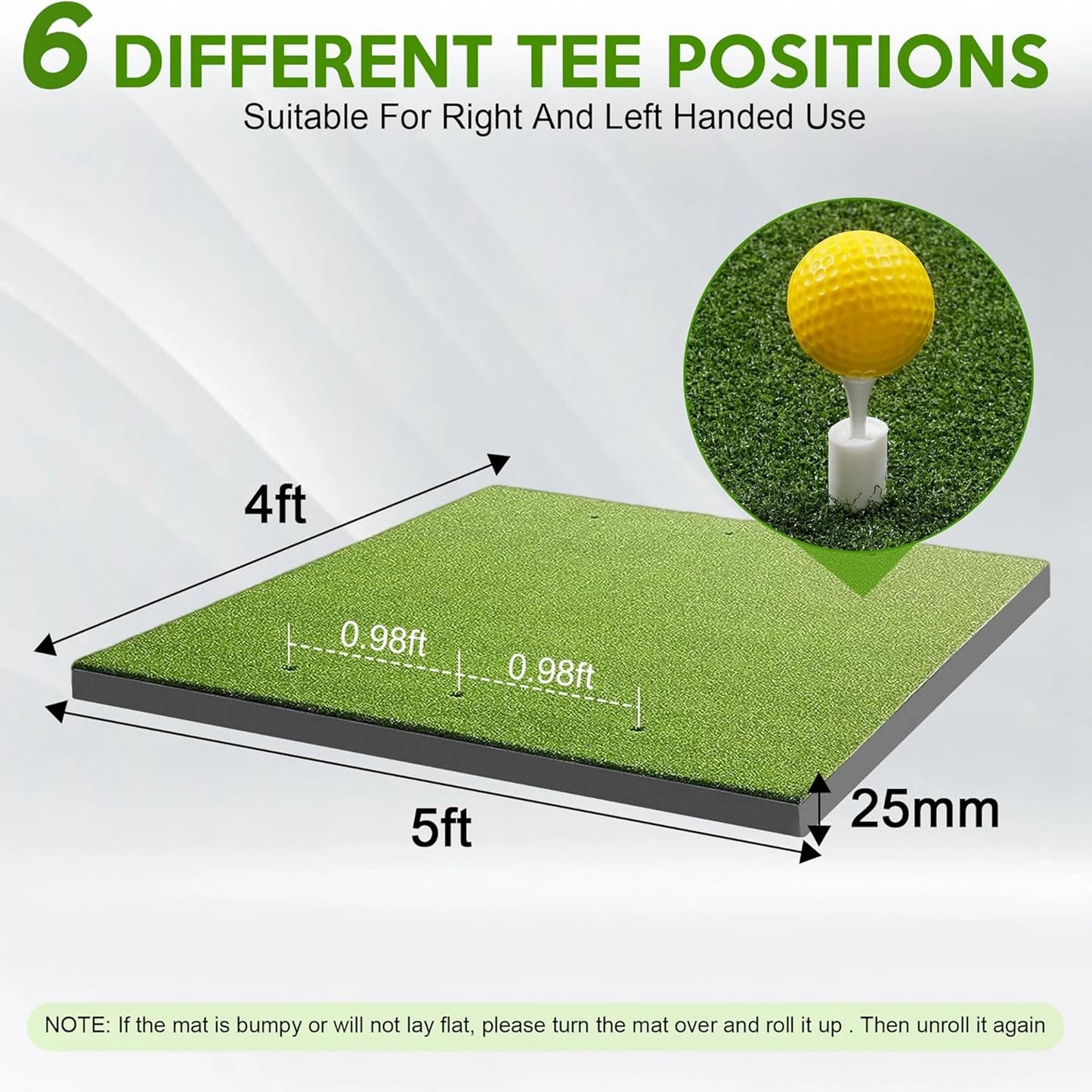 Artificial Turf Golfing Mat 5X4Ft Thickened Golfing Practice Hitting Mat with 9 Balls Indoors Outdoors Golfing Training Mat