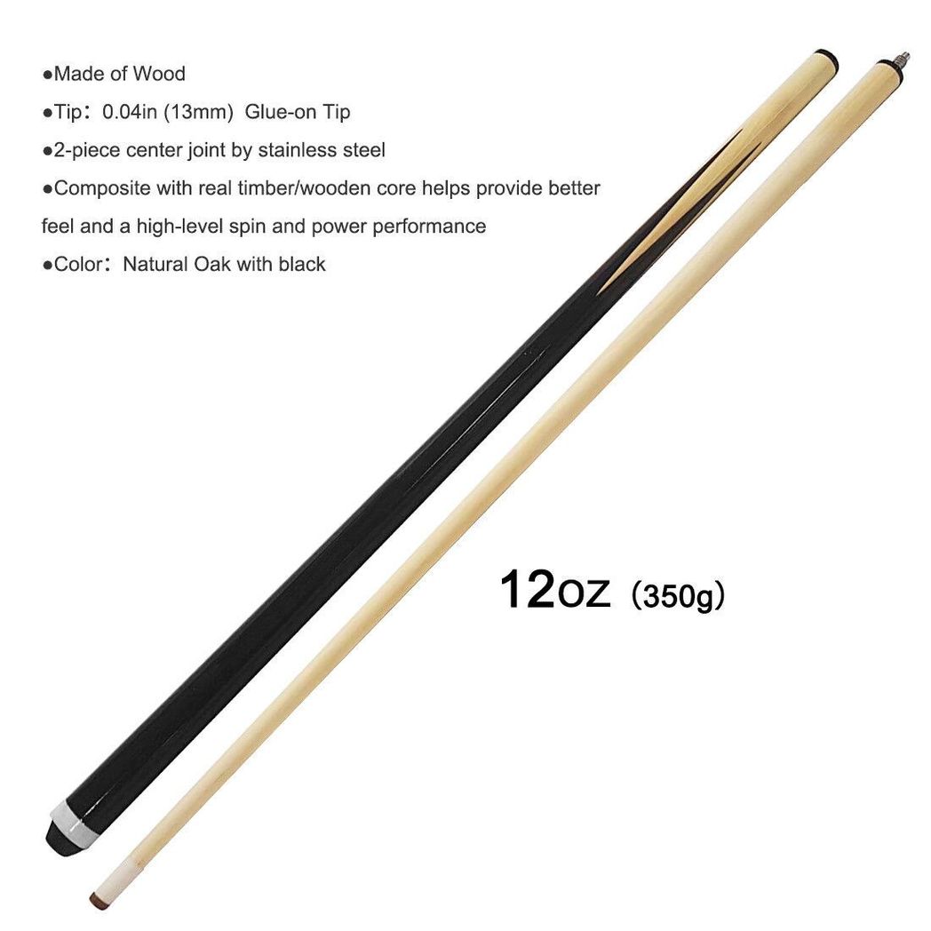 2-Piece 57 Inch Wooden Snooker & Pool Cue Sticks Set 19oz