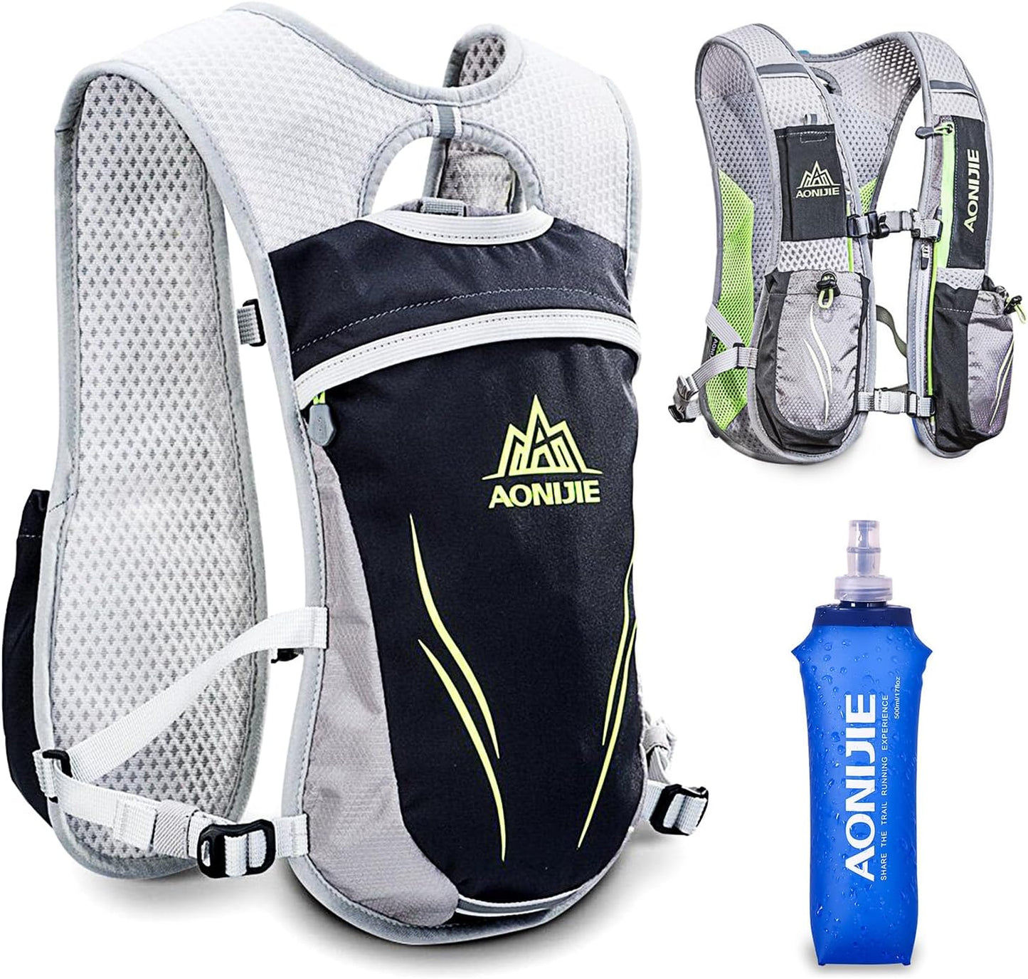 Hydration Pack Backpack 5.5L | Lightweight Running Hydration Vest for Men & Women | Trail Running, Marathon, Hiking & Cycling Backpack (Available with or without Water Bottle)