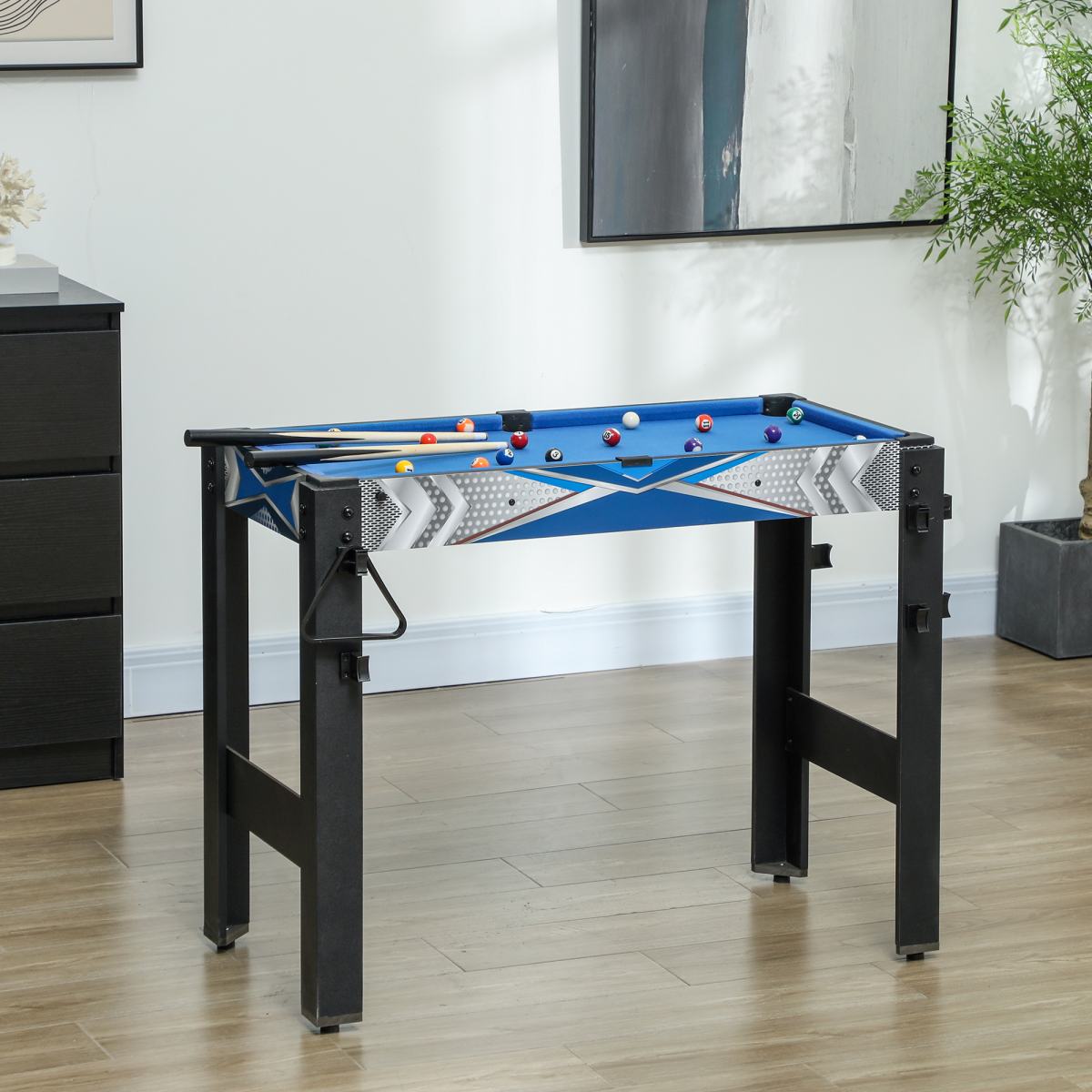 SPORTNOW 5-in-1 Multi Games Table Combo – Pool, Table Tennis, Archery, Hockey & Basketball – Blu
