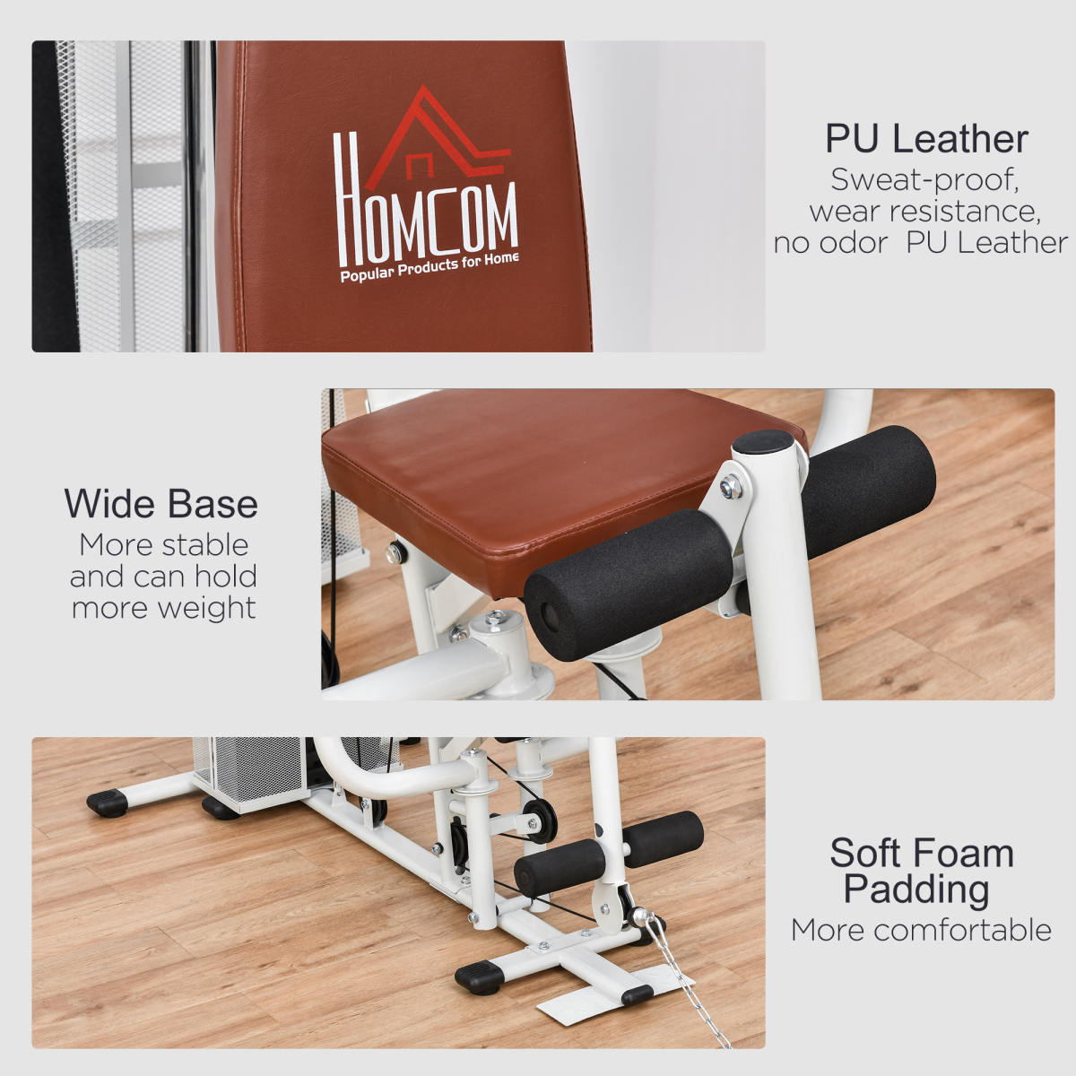 HOMCOM Multifunction Home Gym Weight Training Station – White
