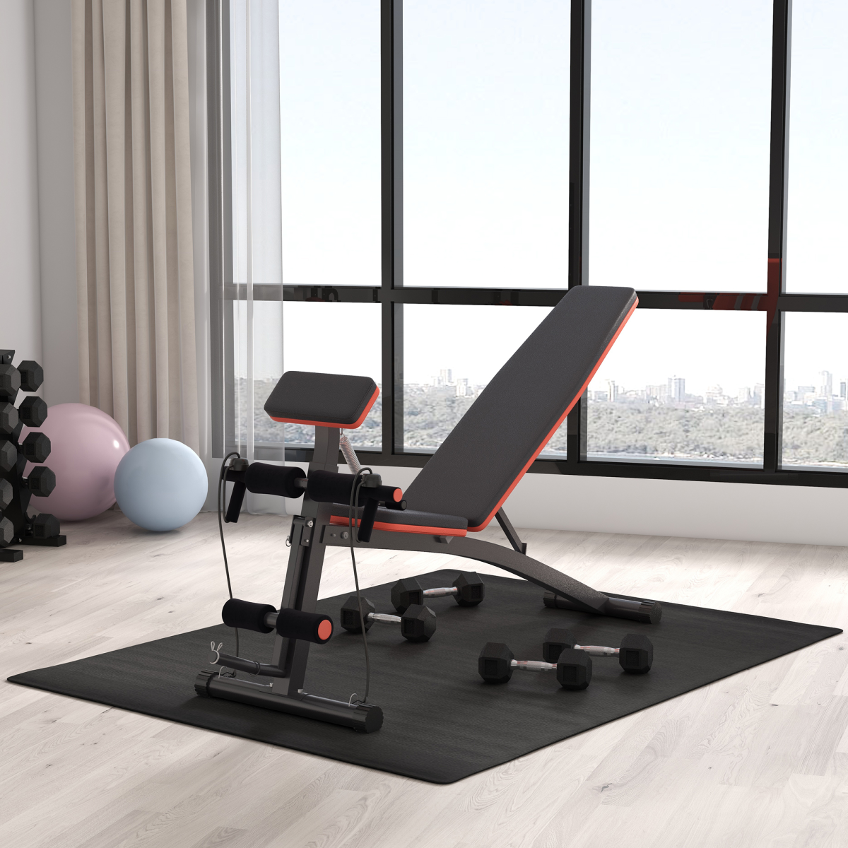 Versatile Foldable Dumbbell Bench - 7 Adjustable Incline Positions for Total Body Workout - All Round Fitness