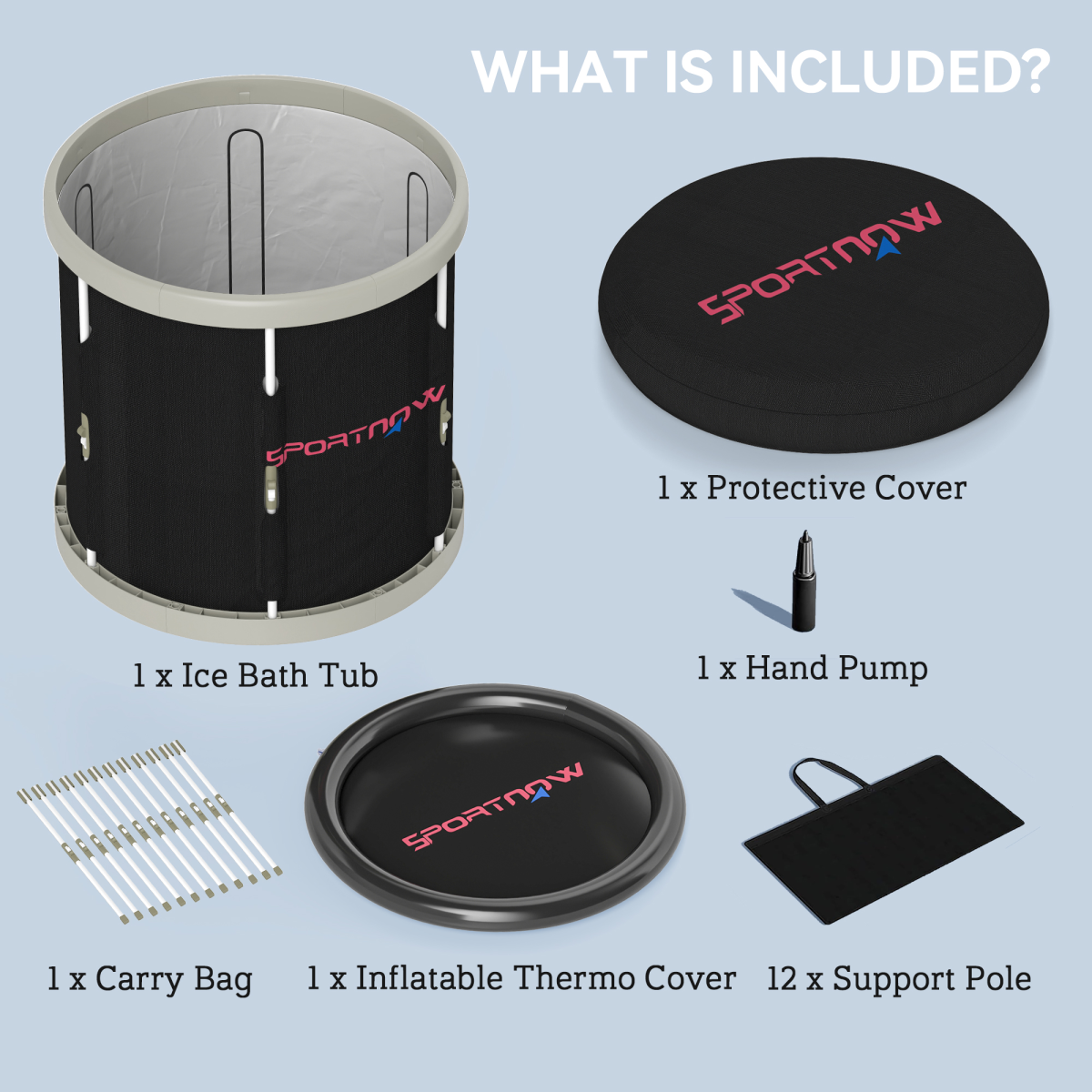 SPORTNOW Ice Bath Tub Outdoor – 210L Portable Cold Water Therapy Recovery Tub, Black