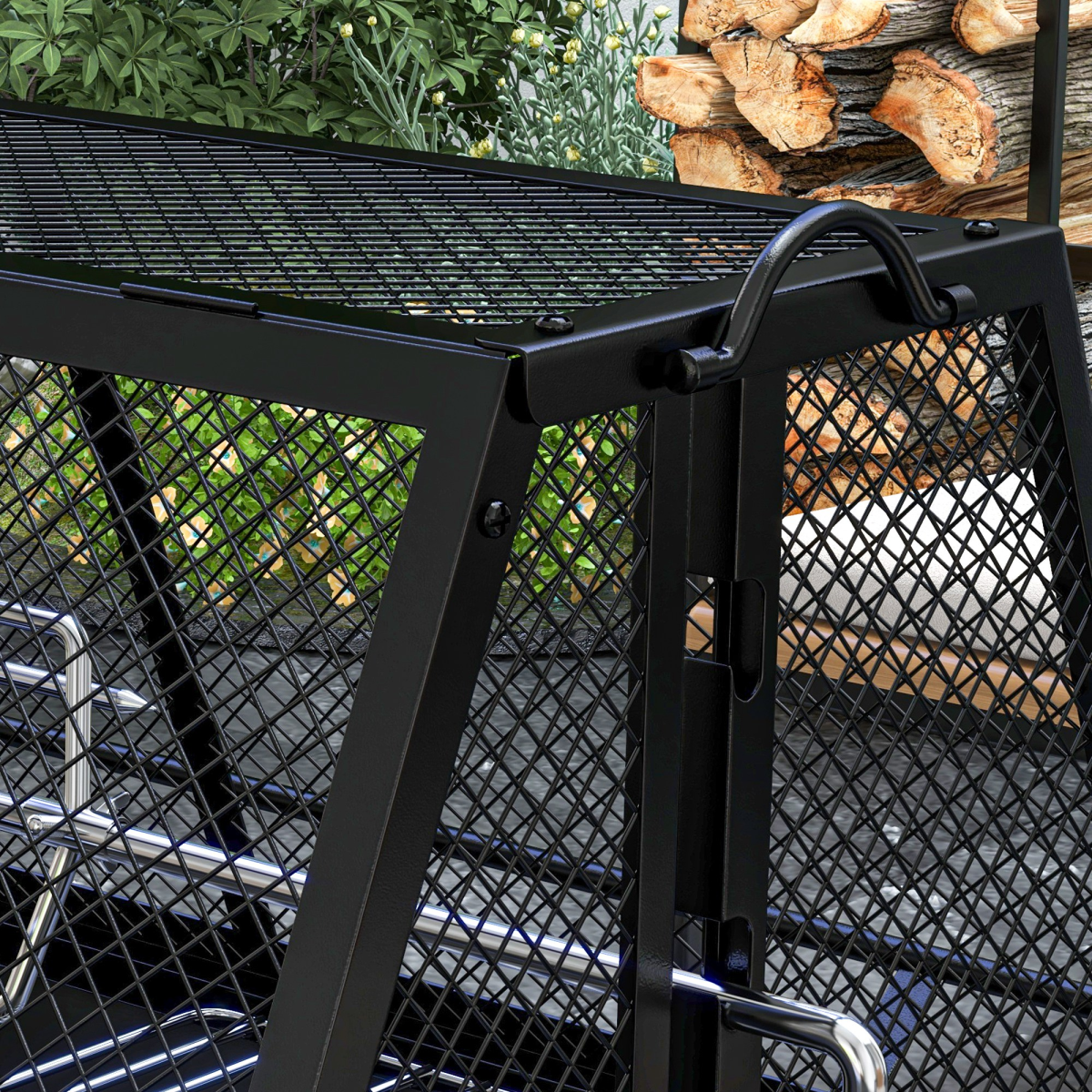 3-in-1 Outdoor BBQ Grill, Rotisserie & Fire Pit with Mesh Cover