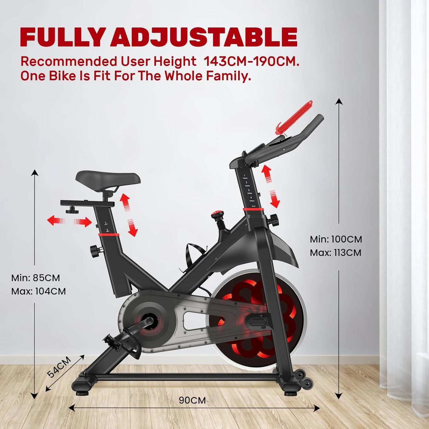 Exercise Bike Home Ergometer Exercise Bike with Adjustable Magnetic Resistance Indoor Bicycle LCD Display 150 Kg Load Capacity