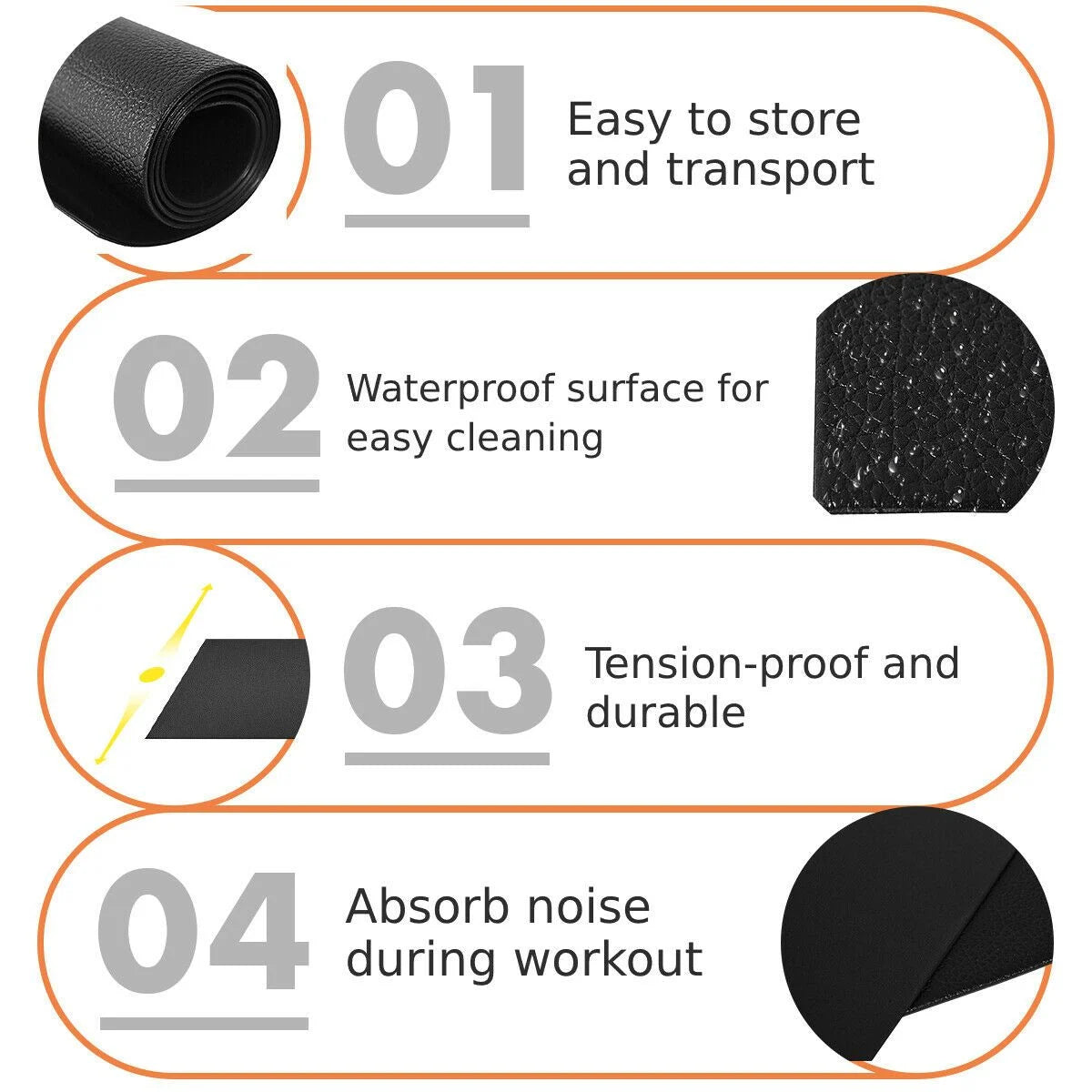 199Cm Waterproof Treadmill Mat to Protect Hard Floors or Carpets