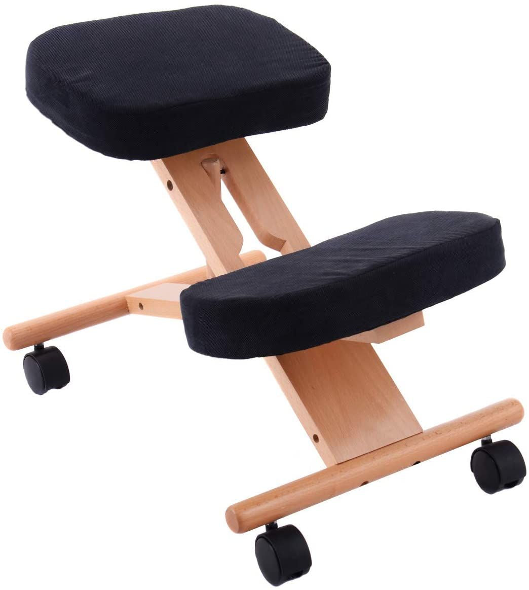 Adjustable Wood Posture Stool for Enhanced Comfort in Gaming and Computer Work