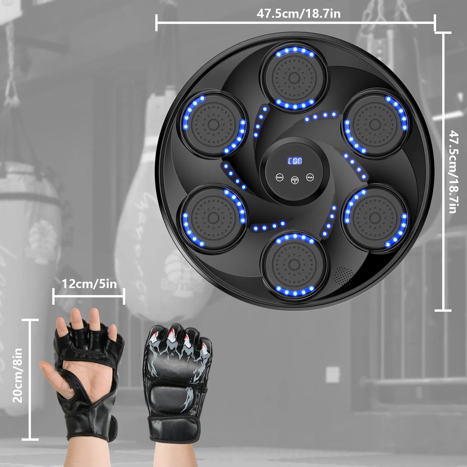 Music Boxing Machine Smart Music Boxing Machine Musical Boxing Machine Wall Mounted 9 Mode/Speed Adjustment Bluetooth Connection