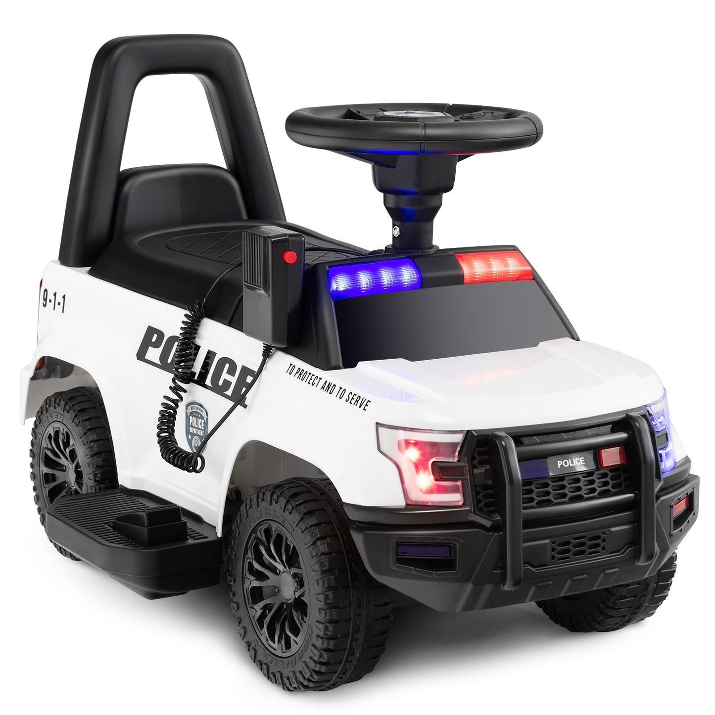 6V Kids Ride-On Police Car with Siren Lights, Megaphone & Hidden Storage | Electric Ride-On Toy for Toddlers