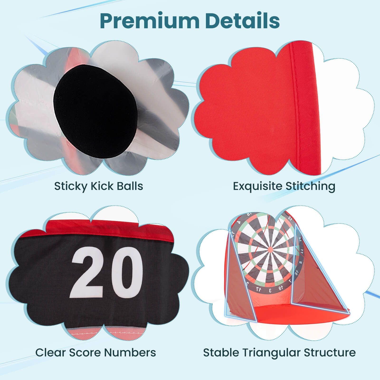 Large Portable Dart Board for Children with 4 Kick Balls - Foldable Design