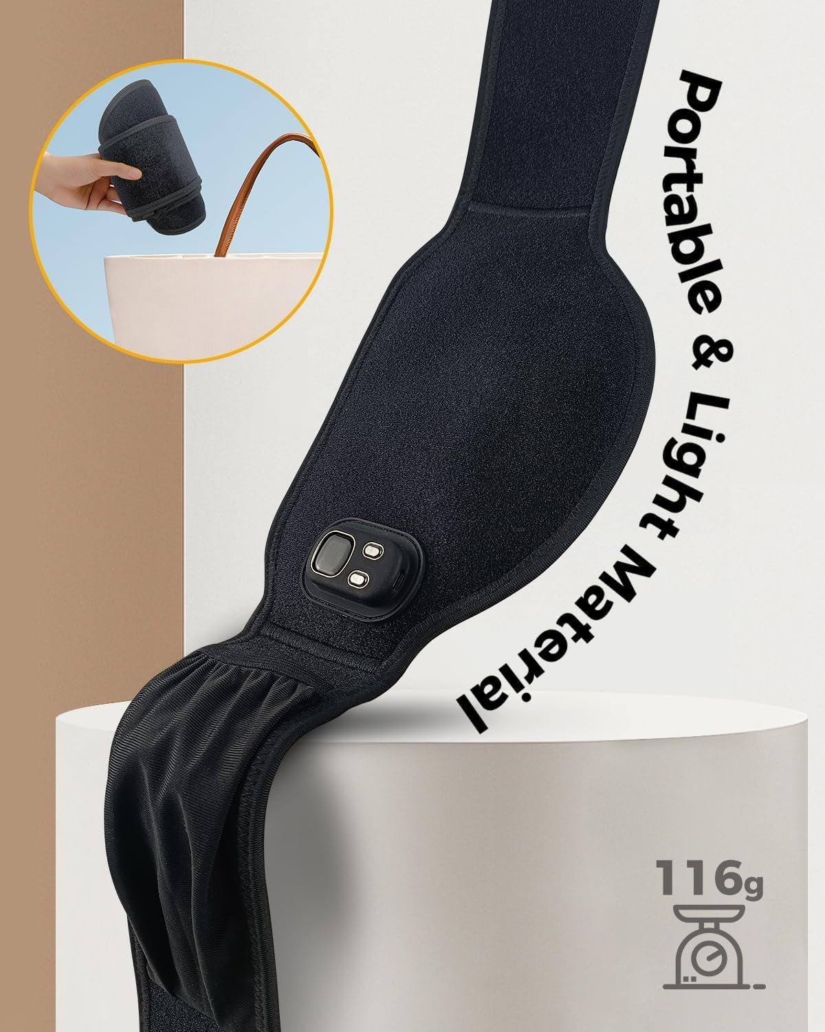 Rechargeable Menstrual Heating Pad with 8000mAh Power Bank | 4 Heat Levels & Auto-Off | Period Pain Relief Belt for Lower Back, Waist & Abdomen | Portable Cramp Relief Gift for Women & Girls – Black