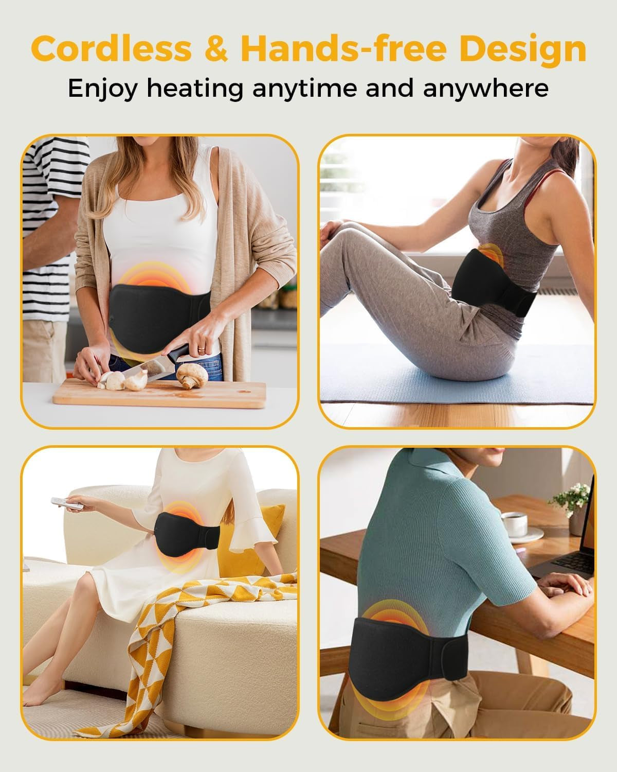 Rechargeable Menstrual Heating Pad with 8000mAh Power Bank | 4 Heat Levels & Auto-Off | Period Pain Relief Belt for Lower Back, Waist & Abdomen | Portable Cramp Relief Gift for Women & Girls – Black