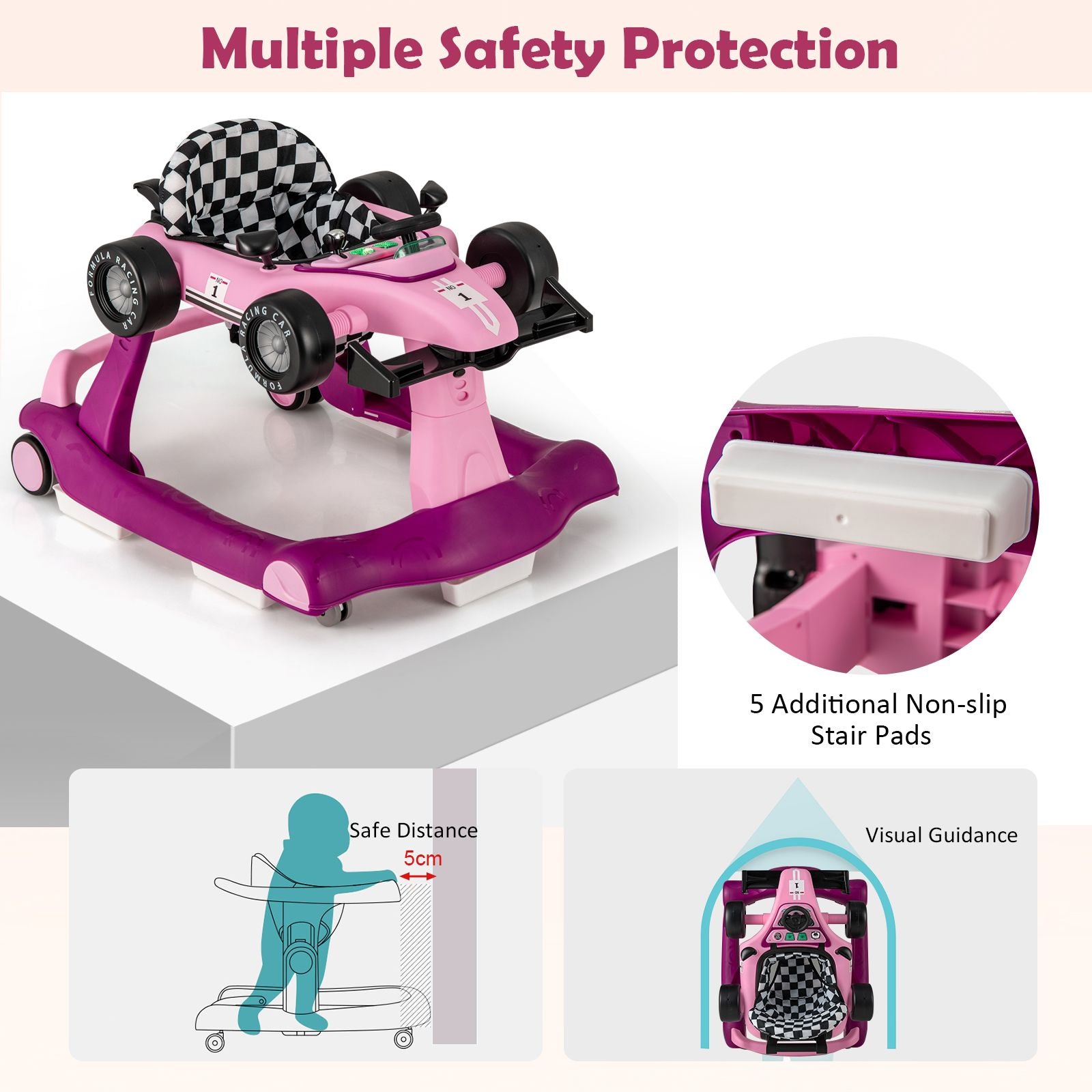 4-in-1 Adjustable Height and Speed Baby Push Walker