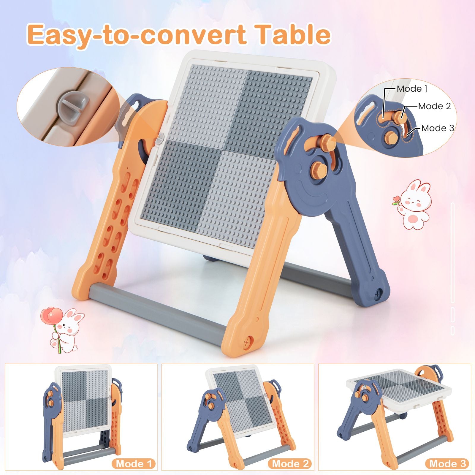 6-in-1 Multi-Activity Kids Play Table & Chair Set – Foldable Art Easel, Building Block Desk & Learning Station