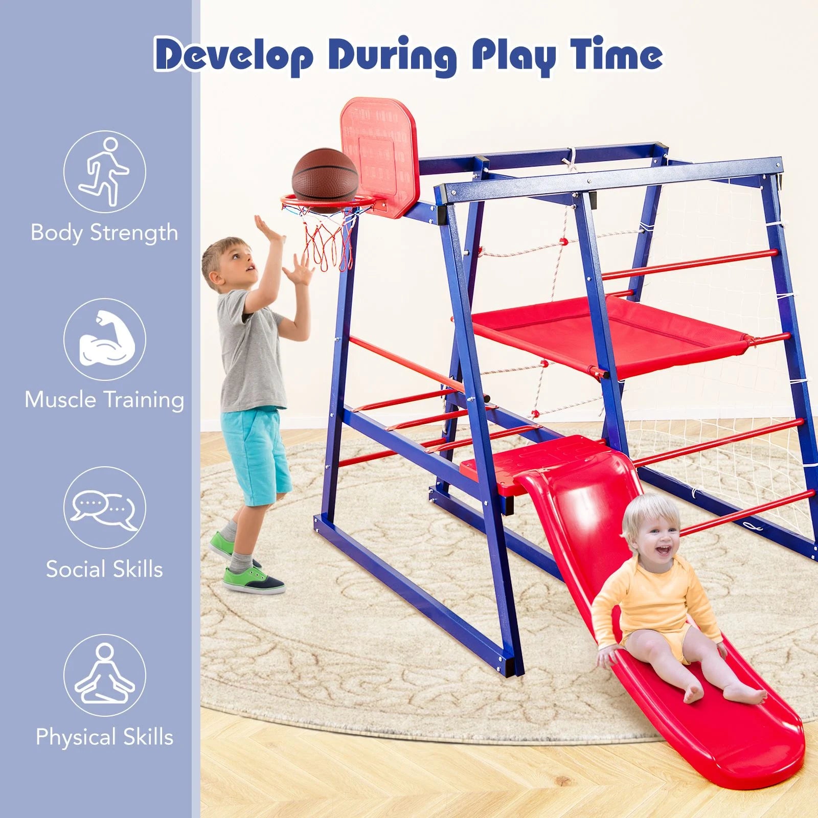 7-in-1 Jungle Gym Playset for Toddlers Aged 3-7