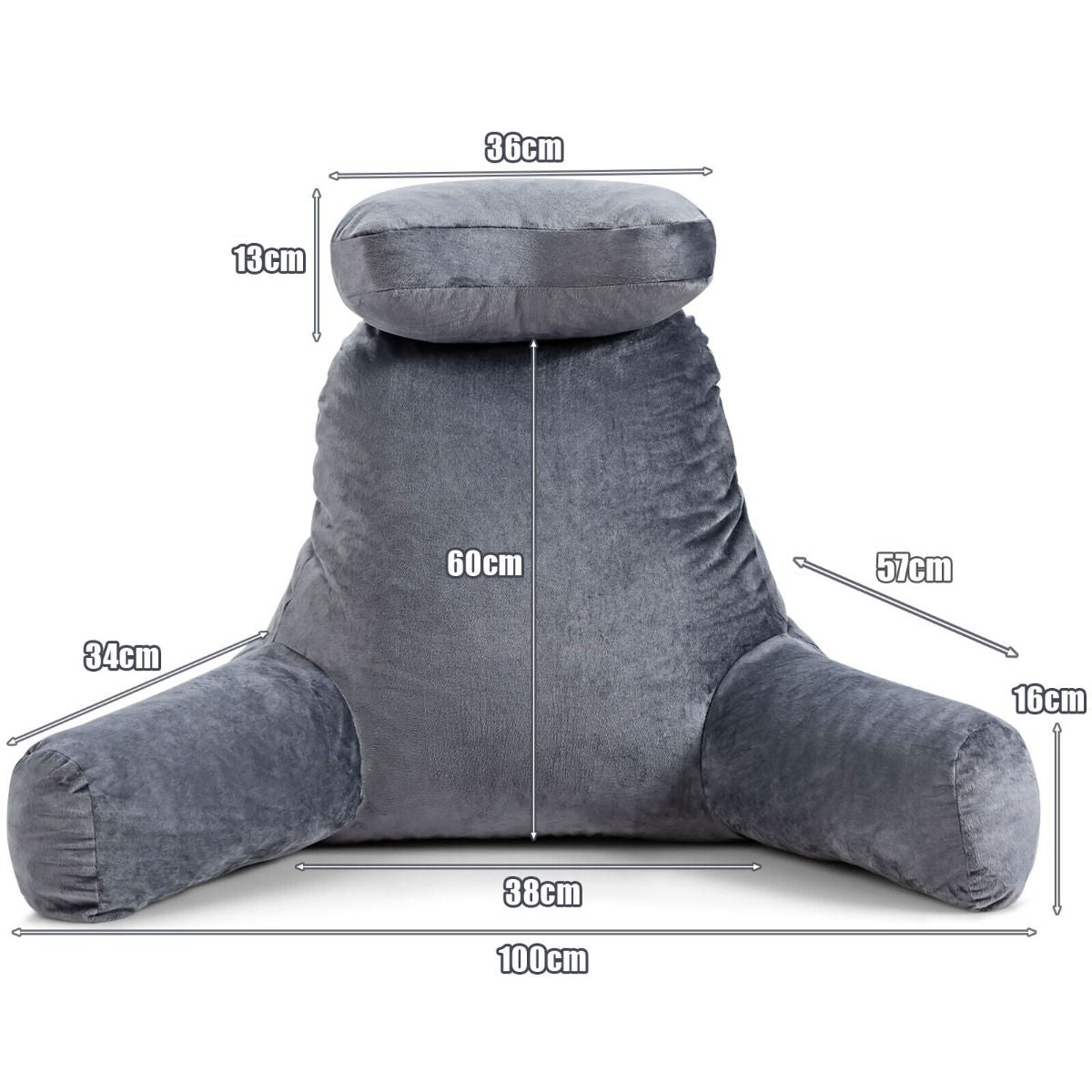 Extra Large Reading Pillow with Removable Neck Support