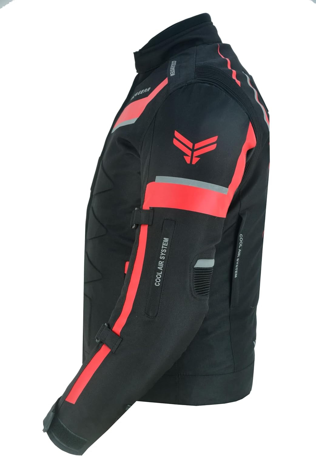 MCW Gear Cordura Textile Motorcycle Jacket | CE Level 2 Armoured, Water-Resistant Touring Jacket with Ventilation & Stretch Panels – Red & Black