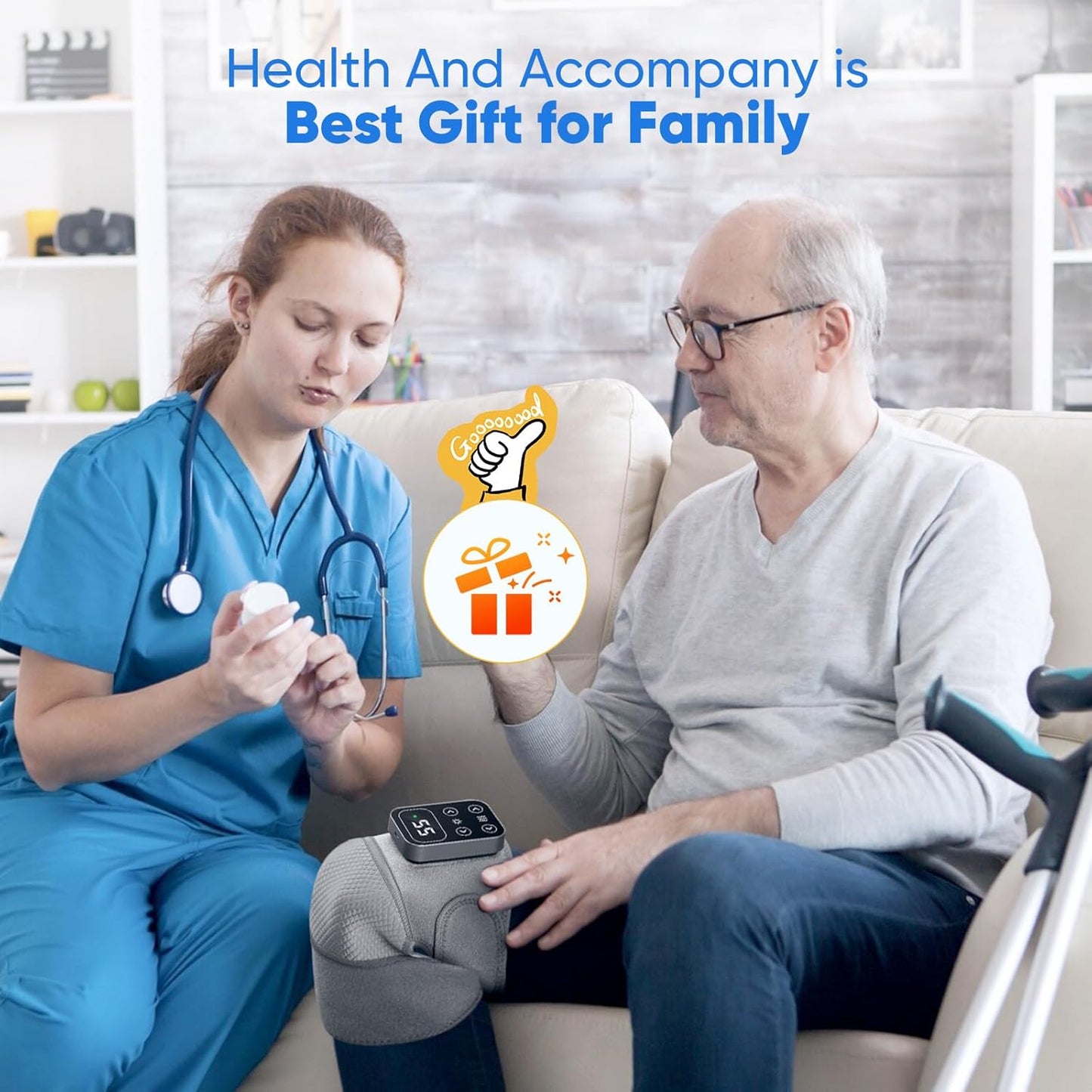 Cordless Heated Knee Massager with Vibration – Rechargeable 3-in-1 Knee, Shoulder & Elbow Wrap | 5 Heat Levels, 3 Vibration Modes, Adjustable Straps for Joint Pain, Muscle Strain & Arthritis Relief – Grey