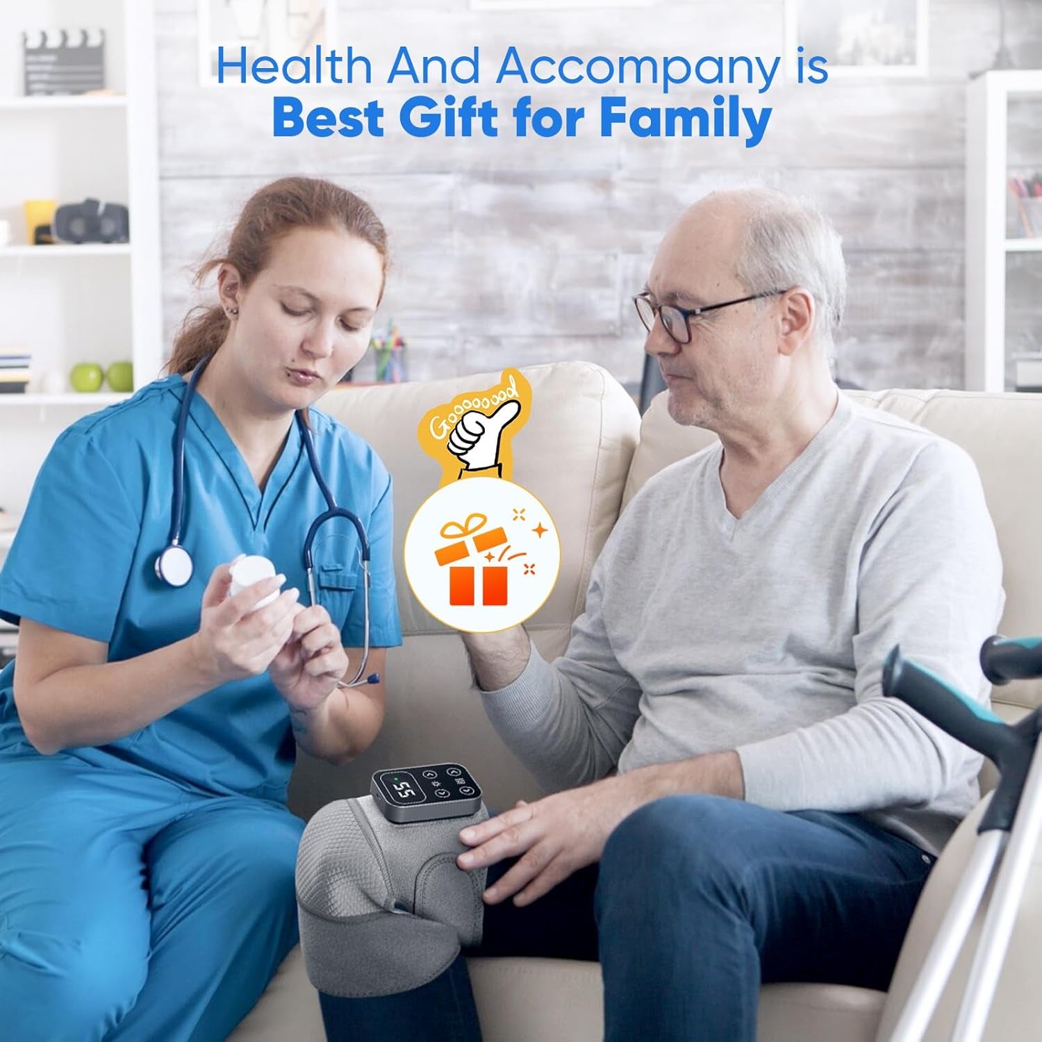 Cordless Heated Knee Massager with Vibration – Rechargeable 3-in-1 Knee, Shoulder & Elbow Wrap | 5 Heat Levels, 3 Vibration Modes, Adjustable Straps for Joint Pain, Muscle Strain & Arthritis Relief – Grey