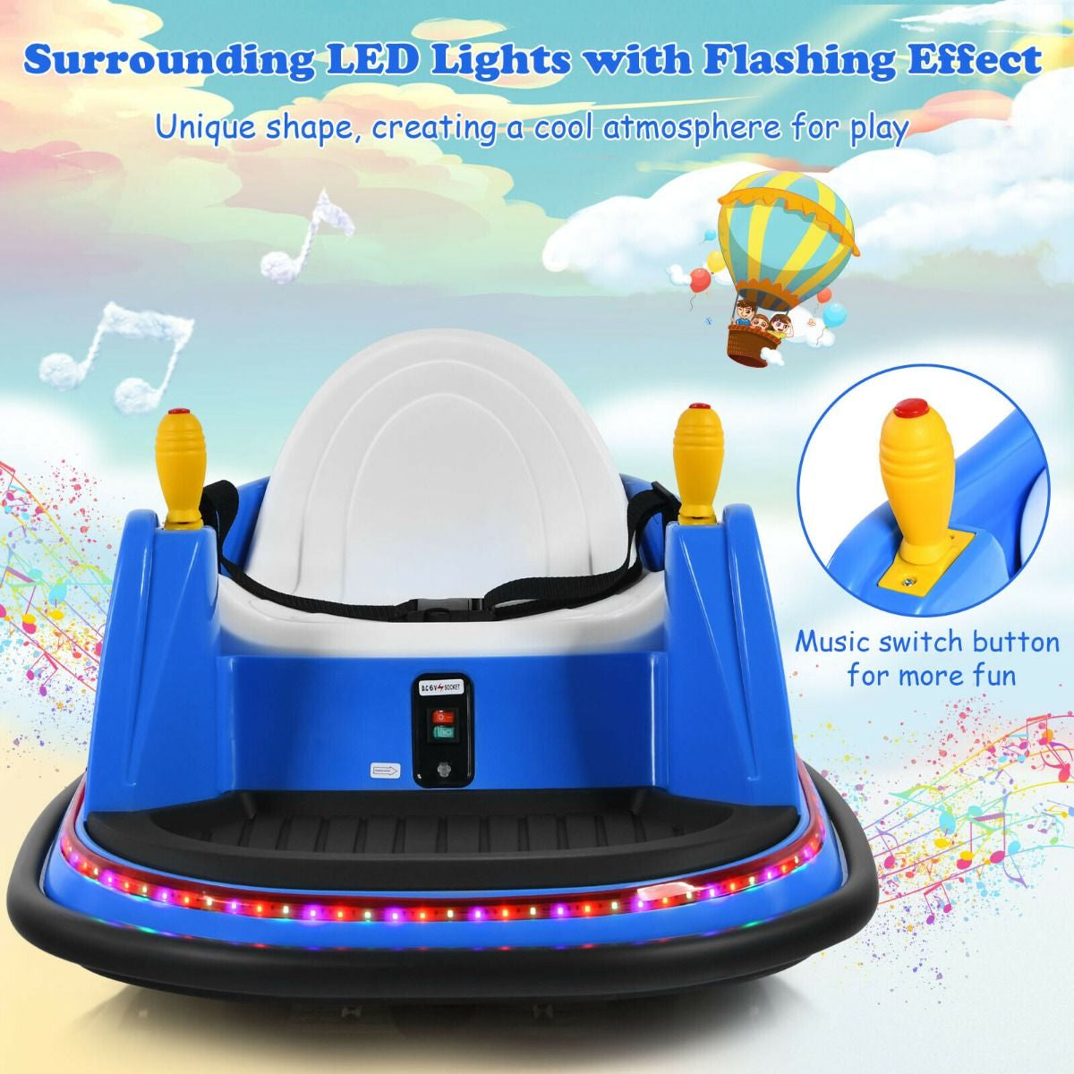 Children's Ride-On Bumper Car with Vibrant Flashing Lights and Music