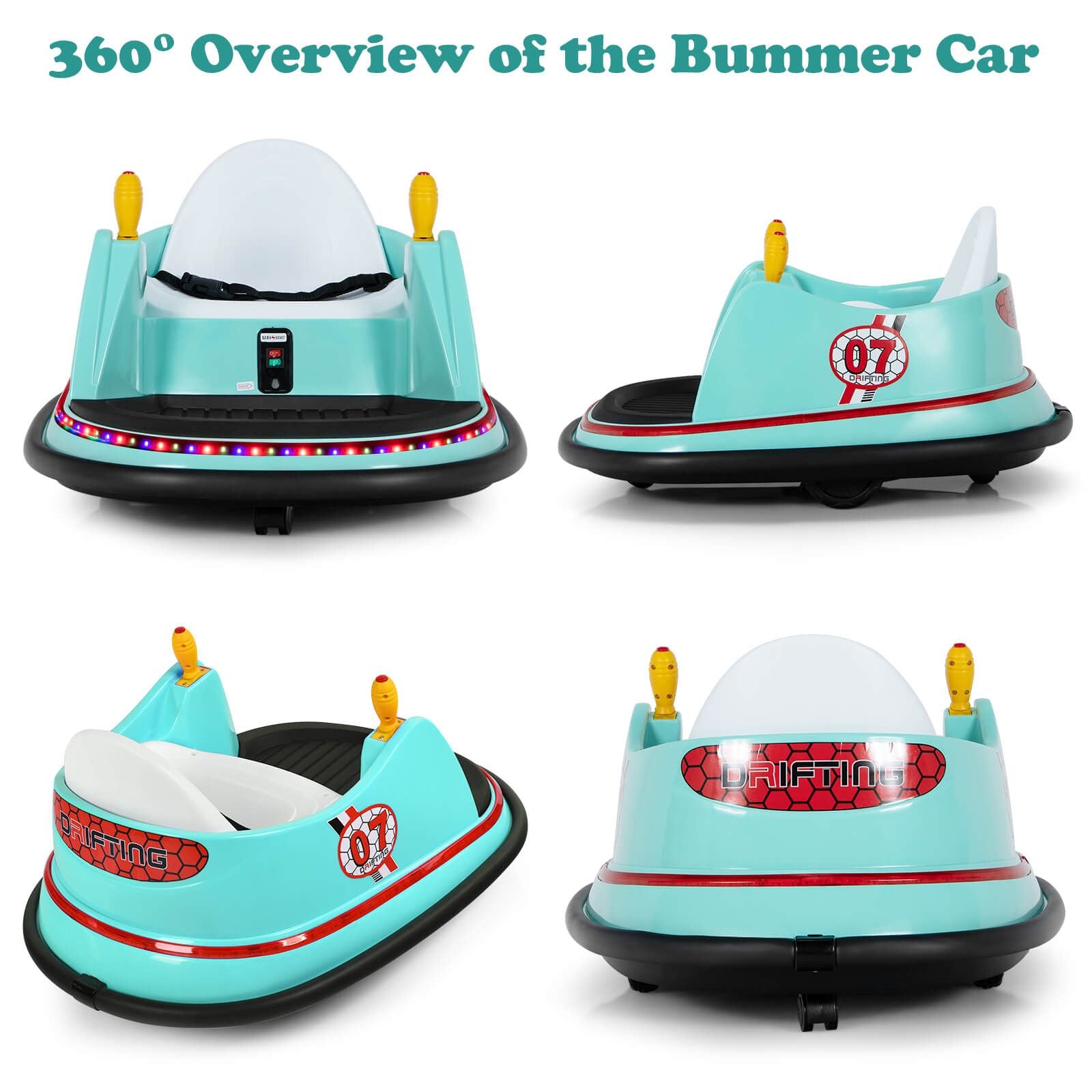 Children's Ride-On Bumper Car with Vibrant Flashing Lights and Music