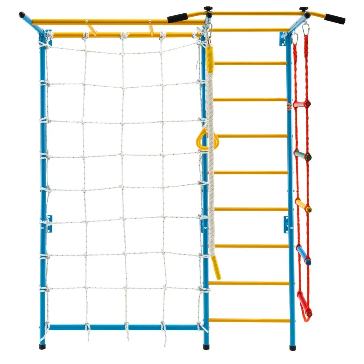 Metal Swedish Wall Bars for Children with Gym Rings and Climbing Net