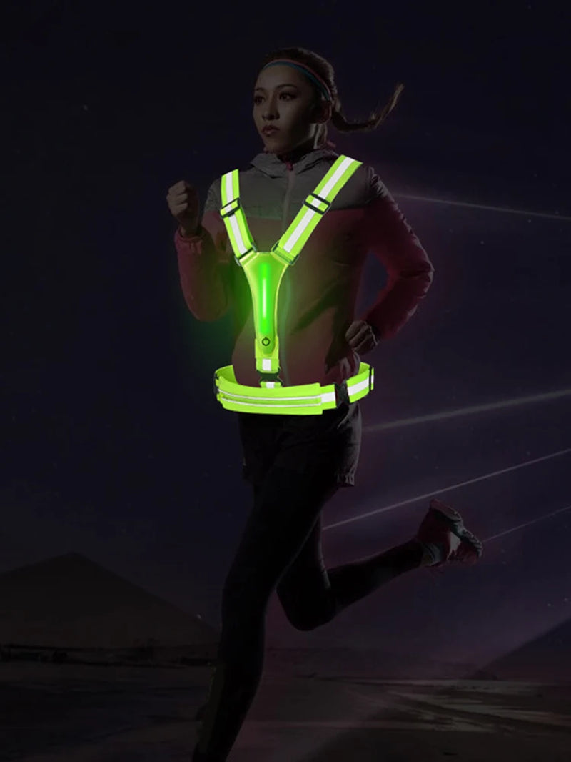 LED Reflective Vest Light up Vest High Visibility Running Gear USB Rechargeable 3 Light Modes for Outdoor Night Running Walking