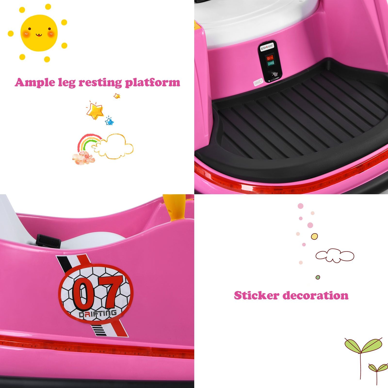 Children's Ride-On Bumper Car with Vibrant Flashing Lights and Music