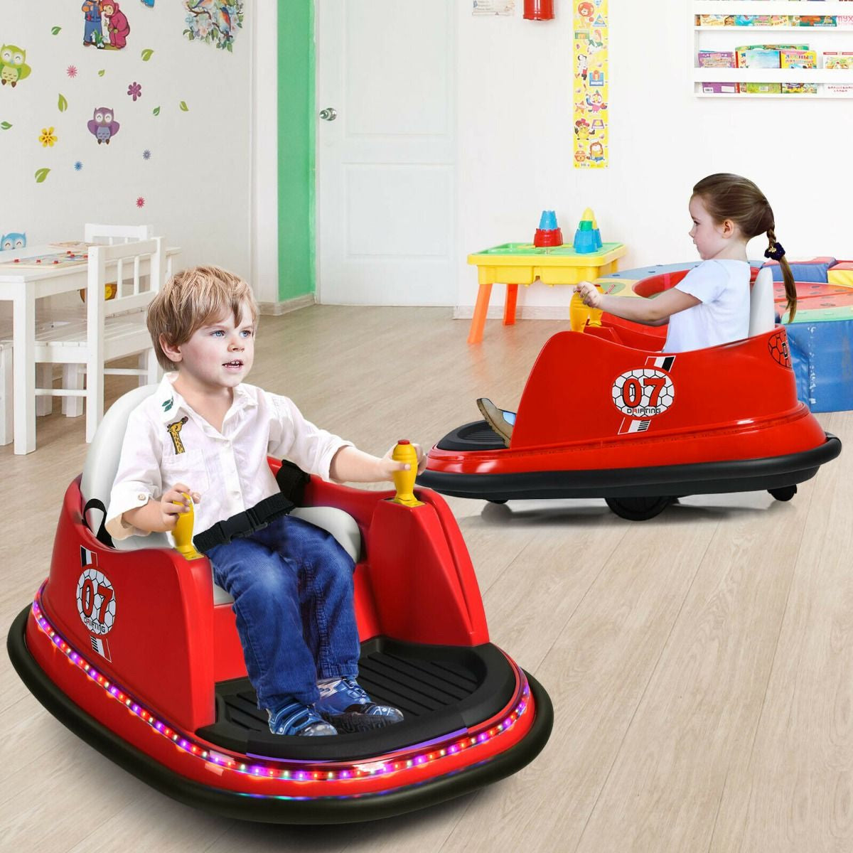 Children's Ride-On Bumper Car with Vibrant Flashing Lights and Music