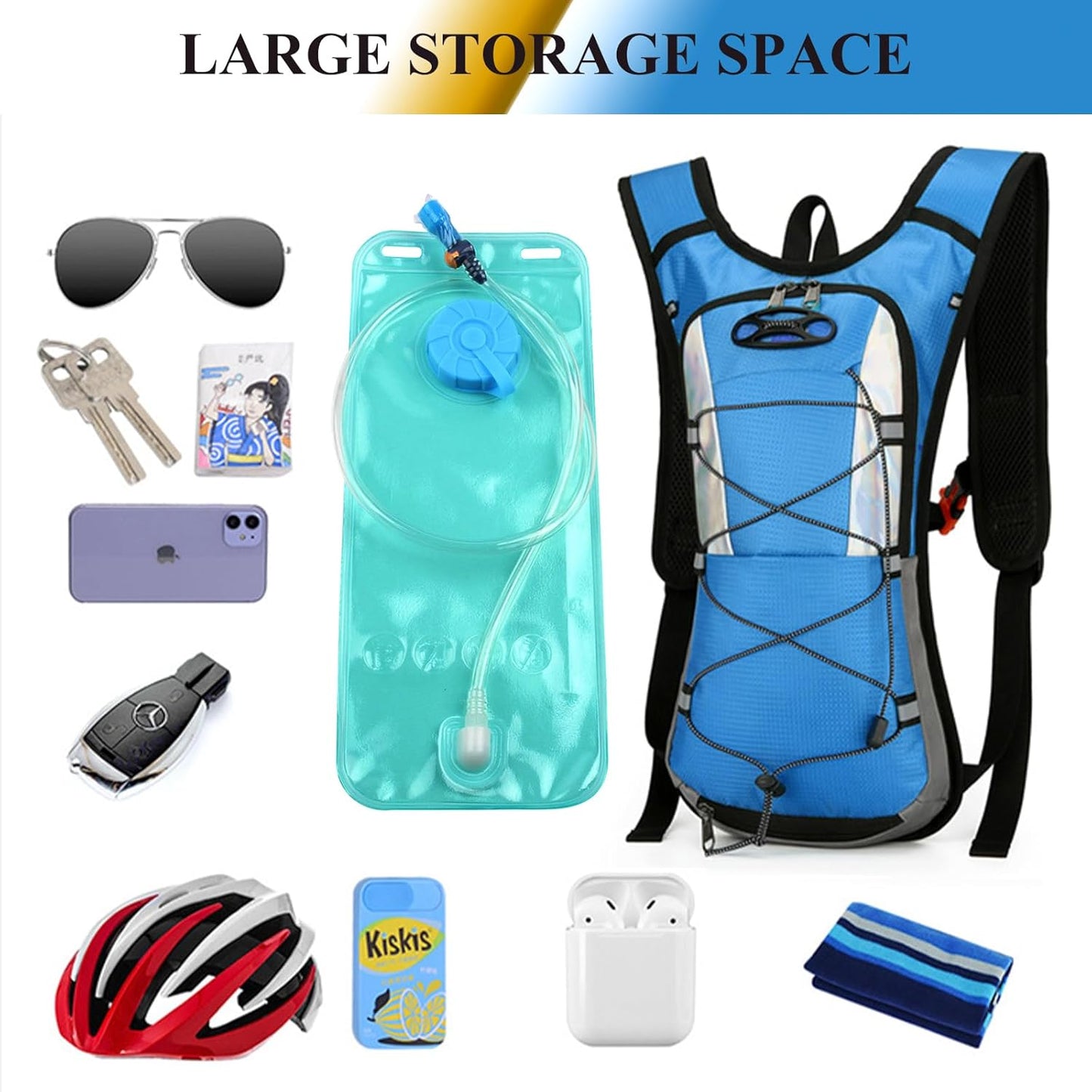 Hydration Backpack with 2L Water Bladder & Running Belt | Lightweight Waterproof Daypack for Cycling, Hiking & Outdoor Sports