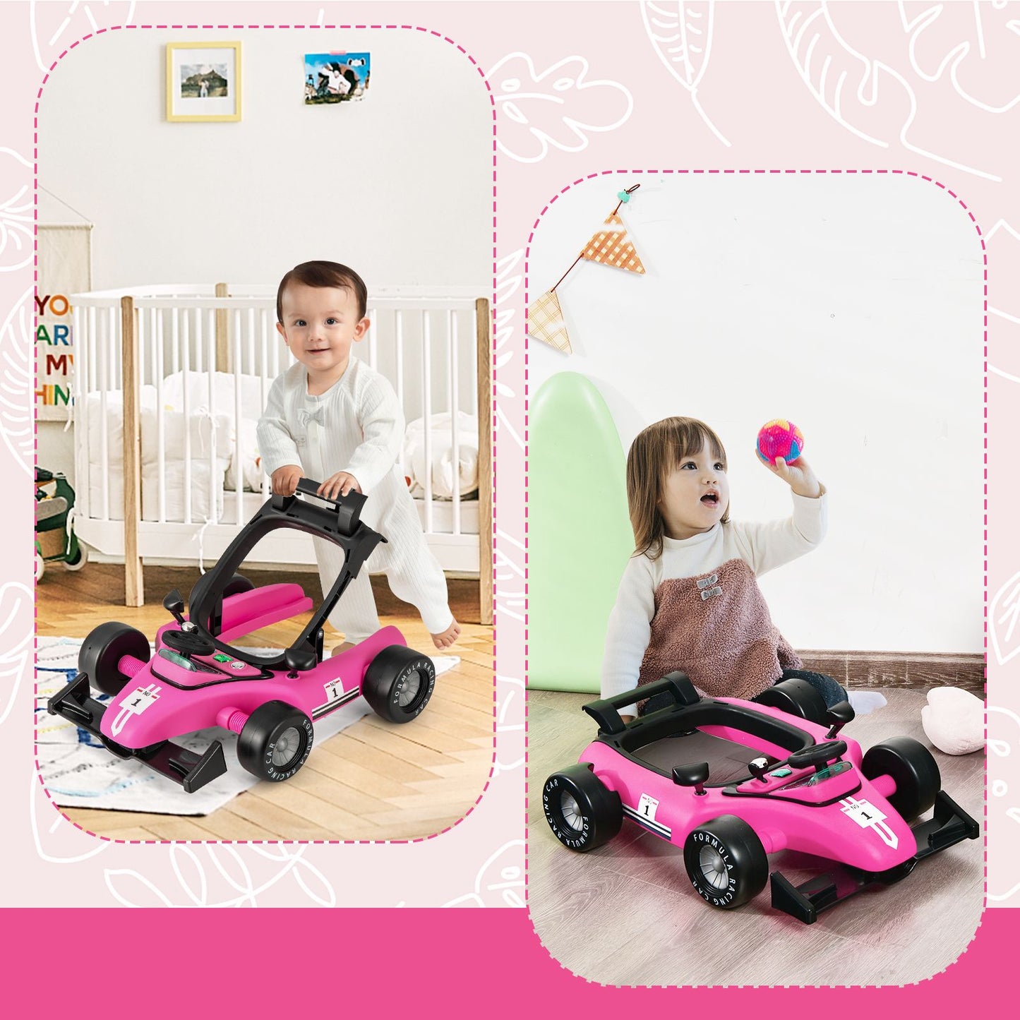 4-in-1 Adjustable Height and Speed Baby Push Walker