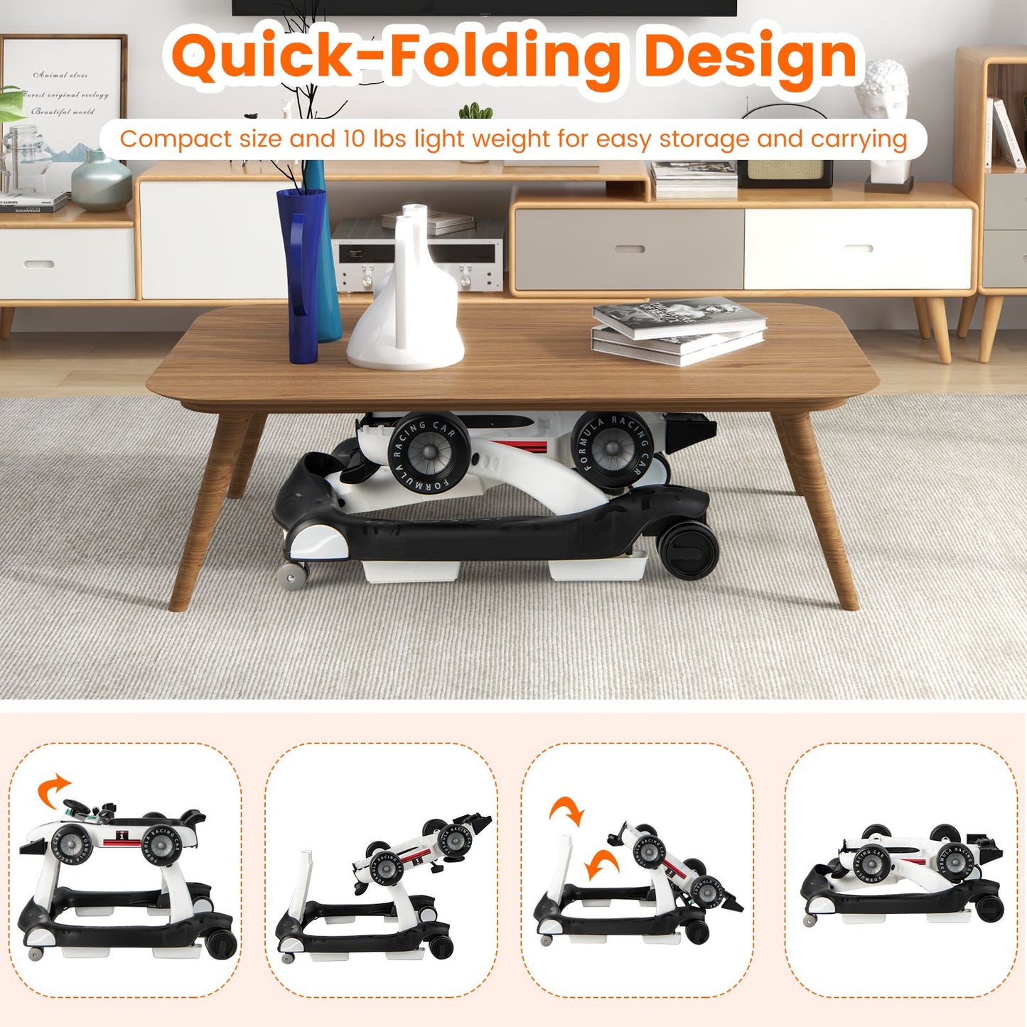 4-in-1 Adjustable Height and Speed Baby Push Walker