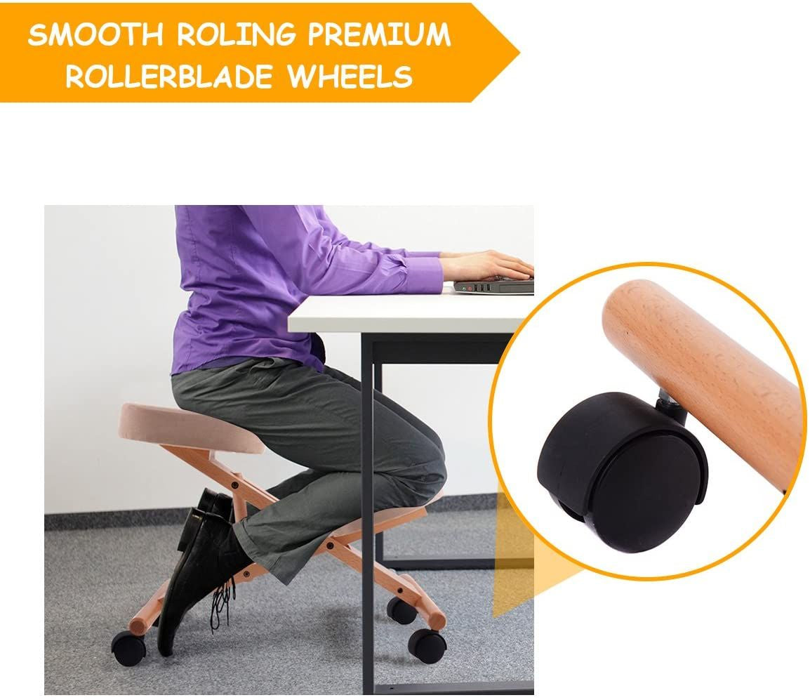 Adjustable Wood Posture Stool for Enhanced Comfort in Gaming and Computer Work