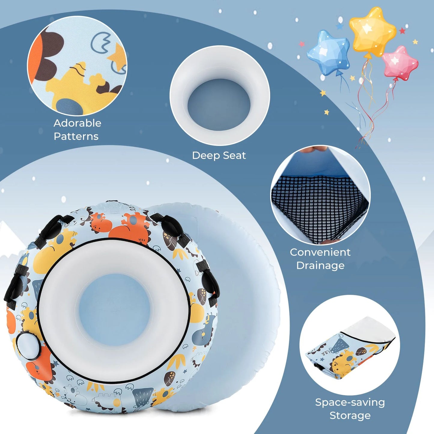 52-Inch Heavy-Duty Snow Tube with Premium Oxford Fabric Cover