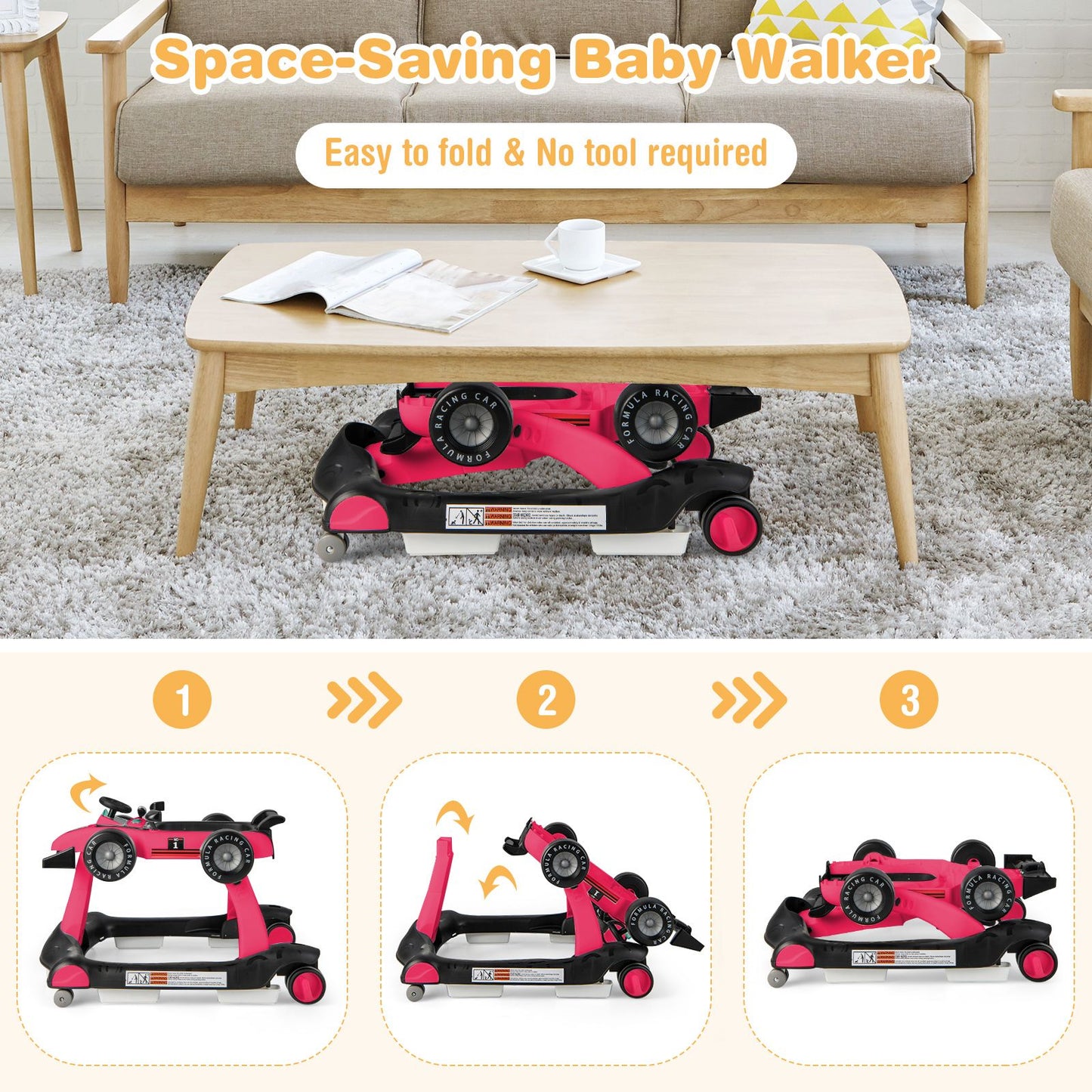 4-in-1 Adjustable Height and Speed Baby Push Walker
