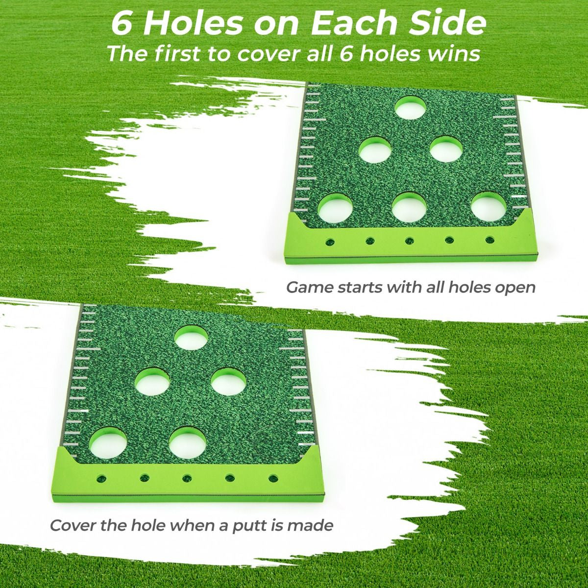 11-Foot Indoor Putting Green Mat with Adjustable Putters, Golf Balls, and Hole Covers for Events