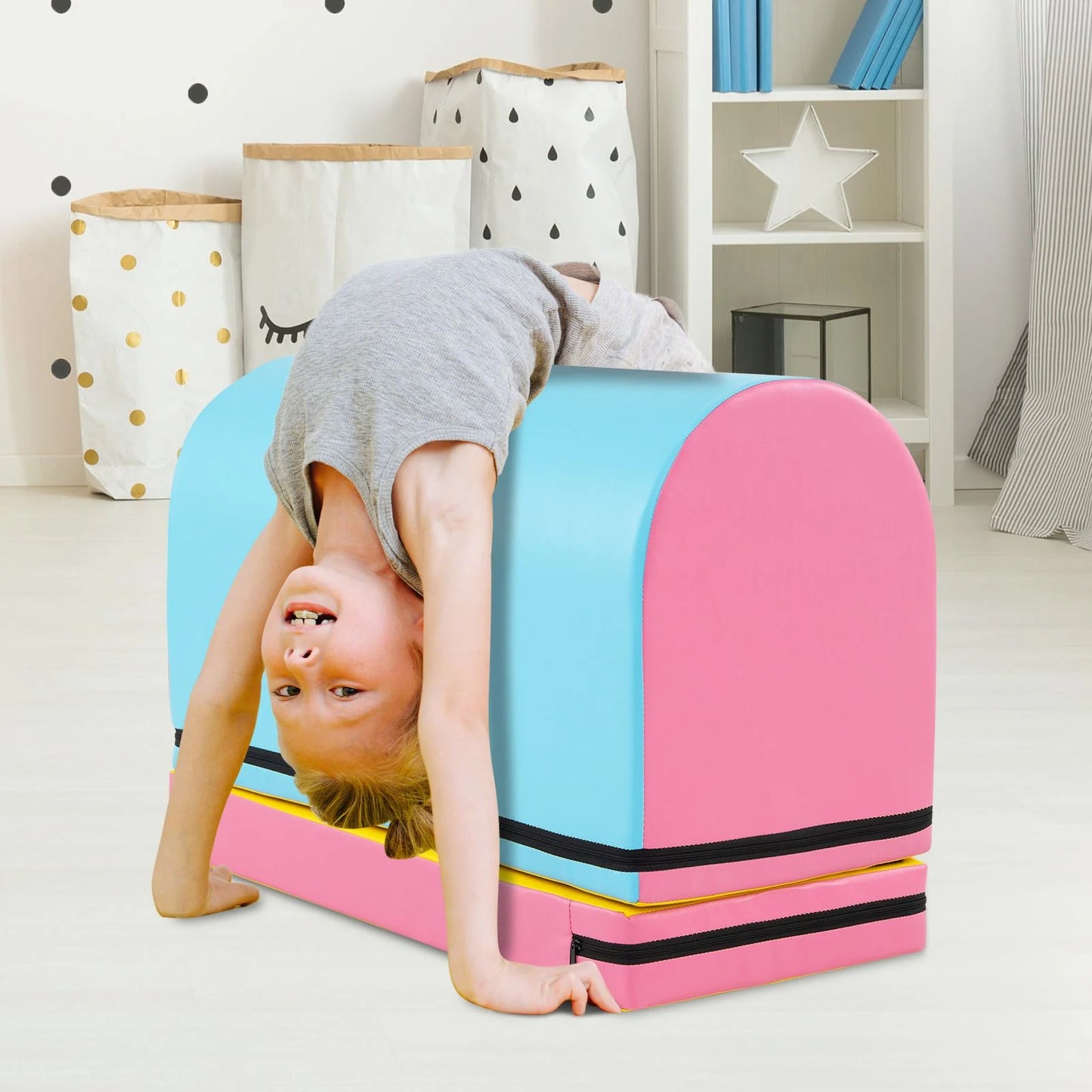 Mailbox Tumbling Mat with Detachable Section & Carry Handle – Gymnastics Trainer for Kids
