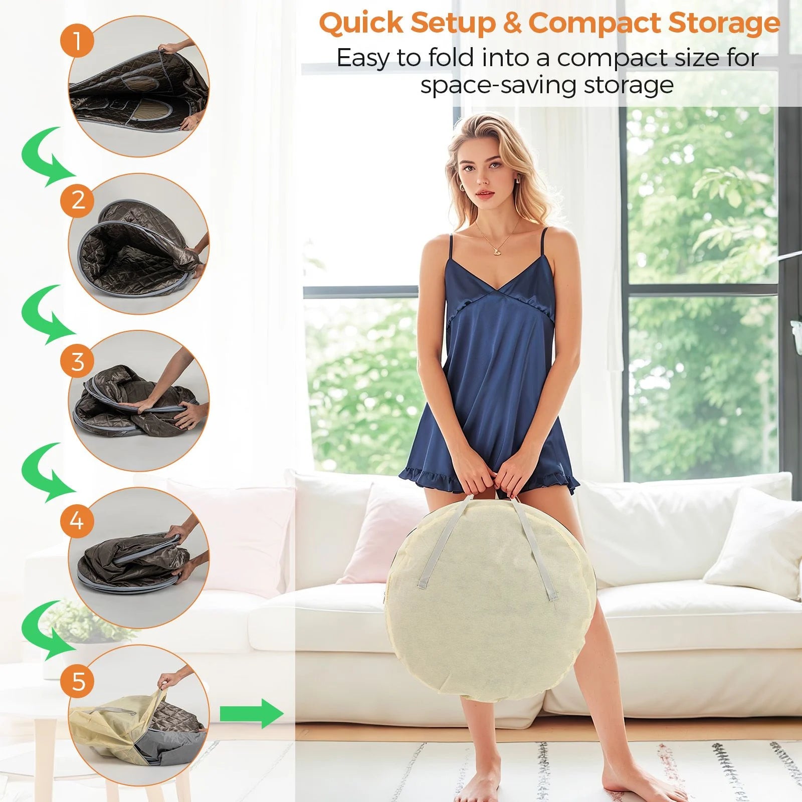 Portable Steam Sauna Tent with 1000W Steam Generator and Chair, 3L Capacity