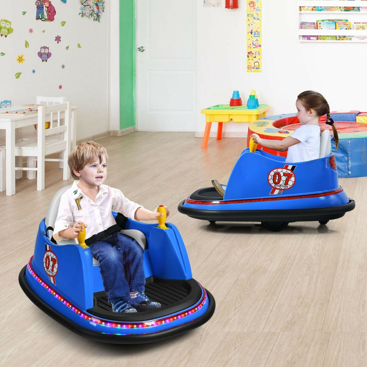 Children's Ride-On Bumper Car with Vibrant Flashing Lights and Music