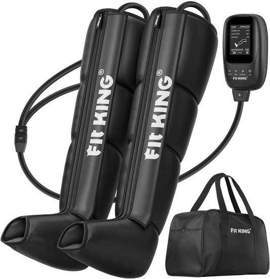FIT KING Leg Recovery Boots | Compression Massage Machine for Pain Relief, Circulation & Muscle Recovery (Available in S / M / L)| Foot, Calf & Thigh Air Compression Massager with LCD Display