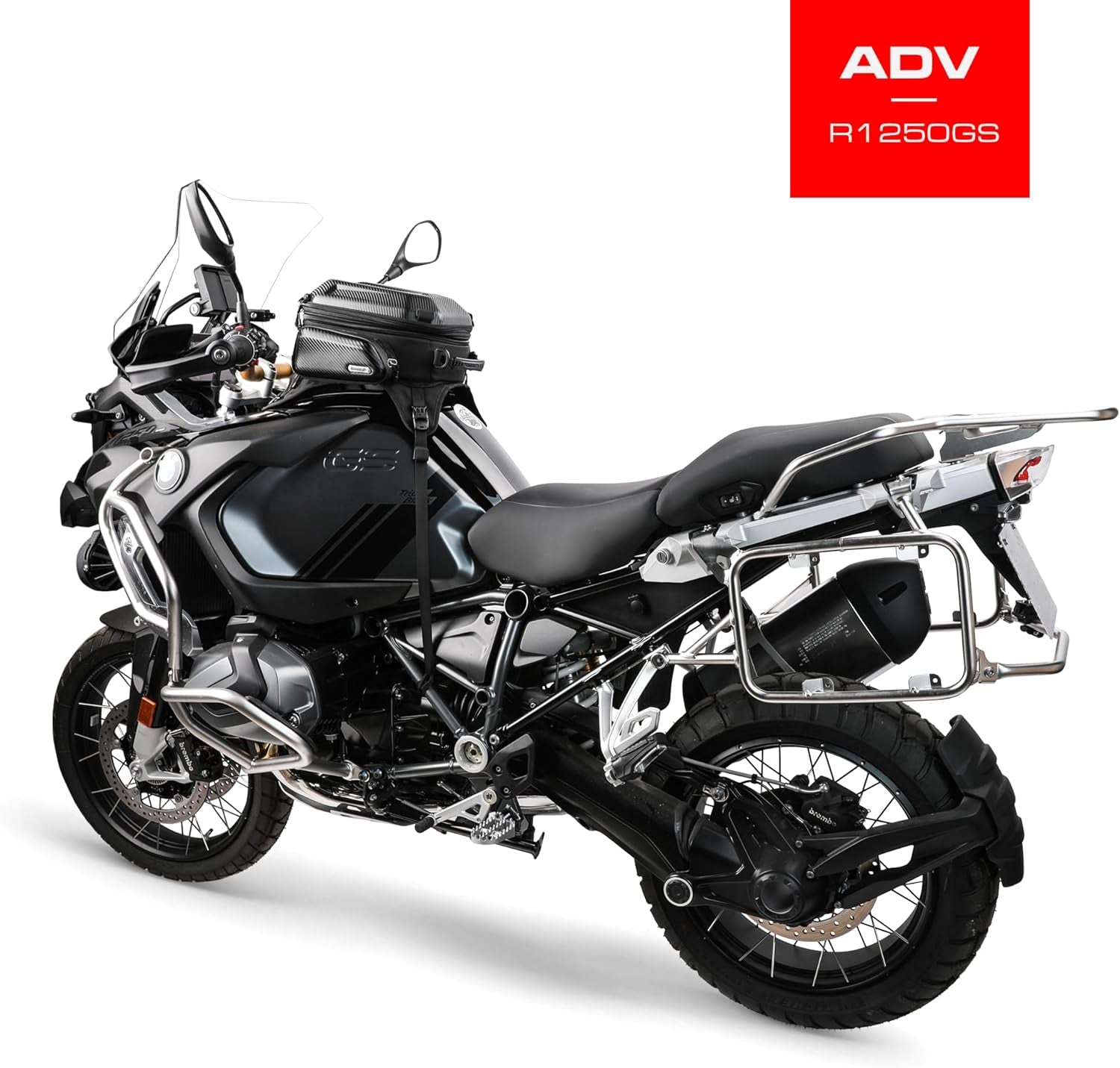 Hard Shell Motorcycle Tank Bag | Waterproof Expandable 15–18L Motorbike Seat & Tail Bag with Rain Cover & Backpack Straps – Carbon Black