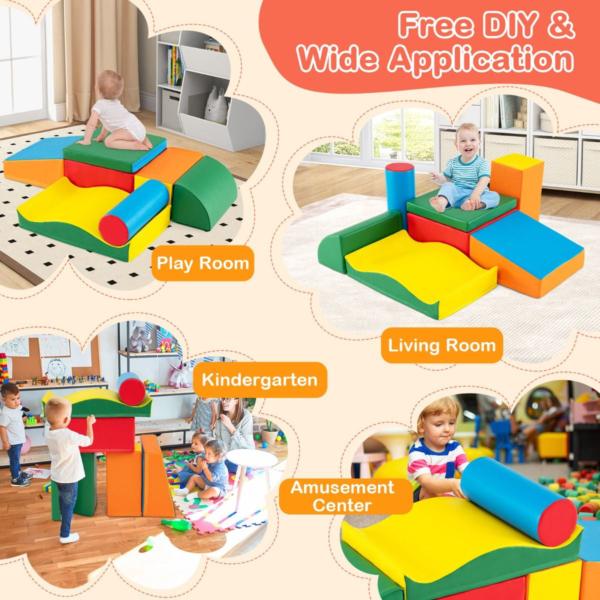 7-Piece Colorful Climbing Toy Set for Toddlers with EPE Foam Safety Features