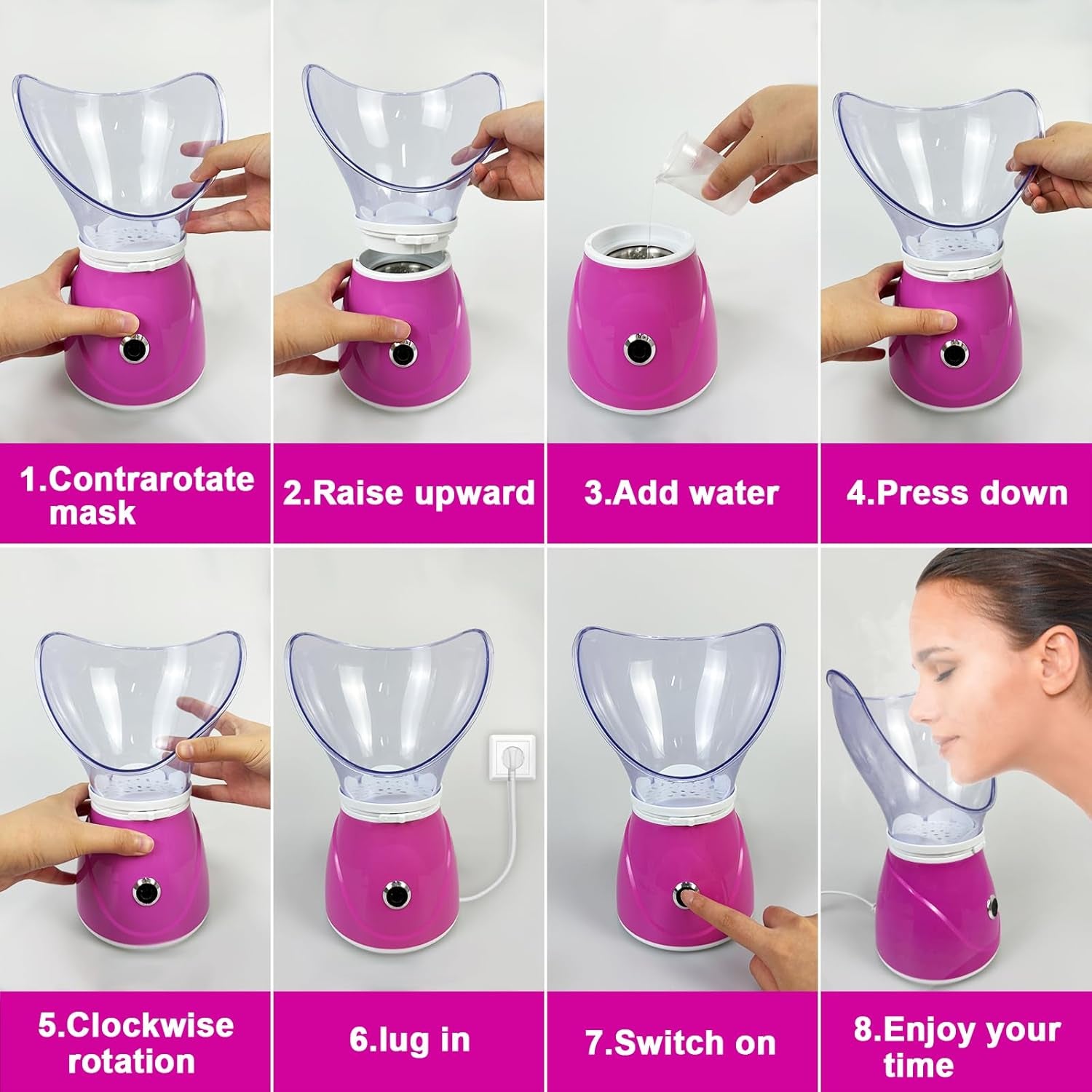 Facial Steamer – Professional Ionic Face Steamer for Deep Cleansing, Blackhead Removal & Sinus Relief | Home Spa Skincare Device for Radiant, Revitalized Skin – Pink