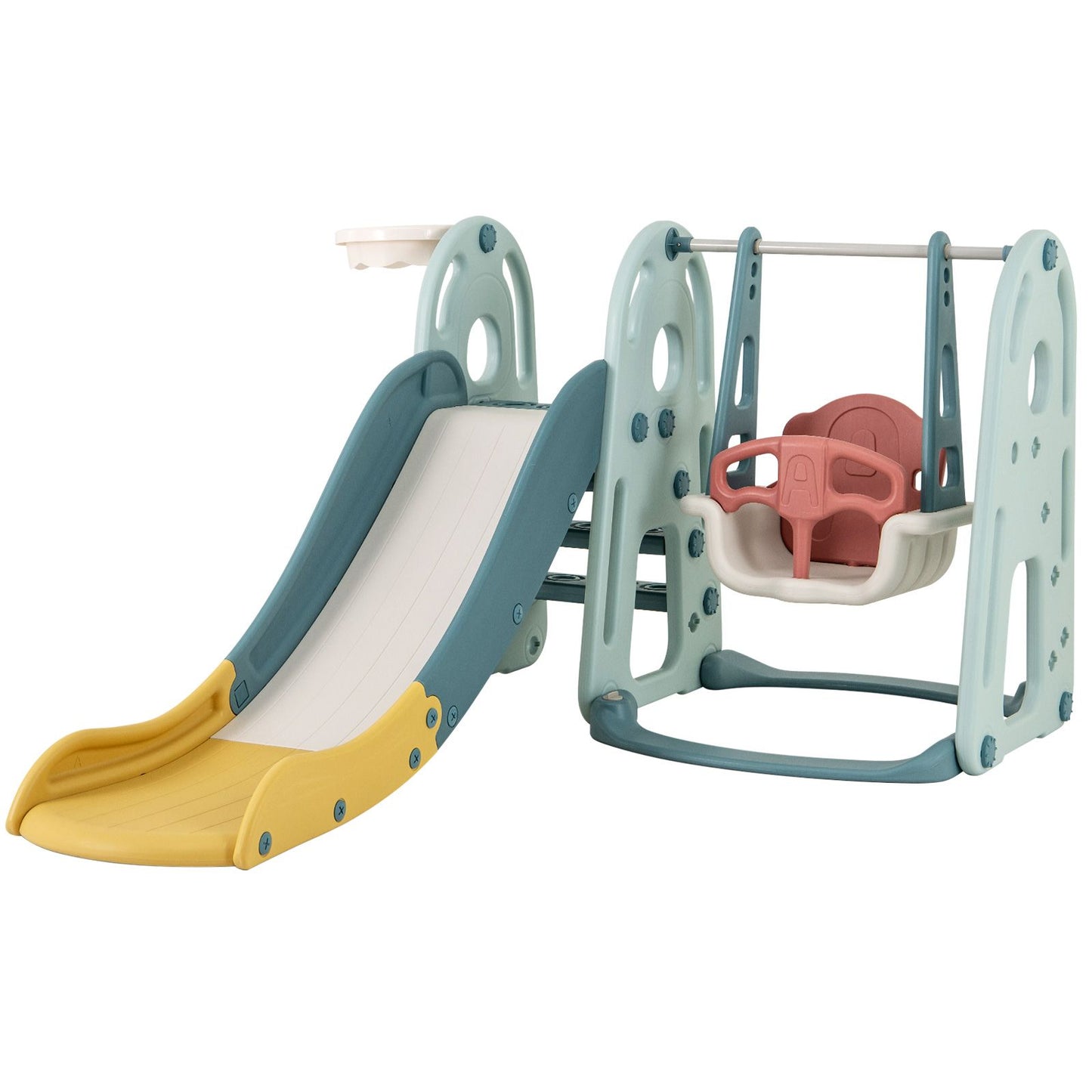 4-in-1 Freestanding Kids Slide and Swing Playset