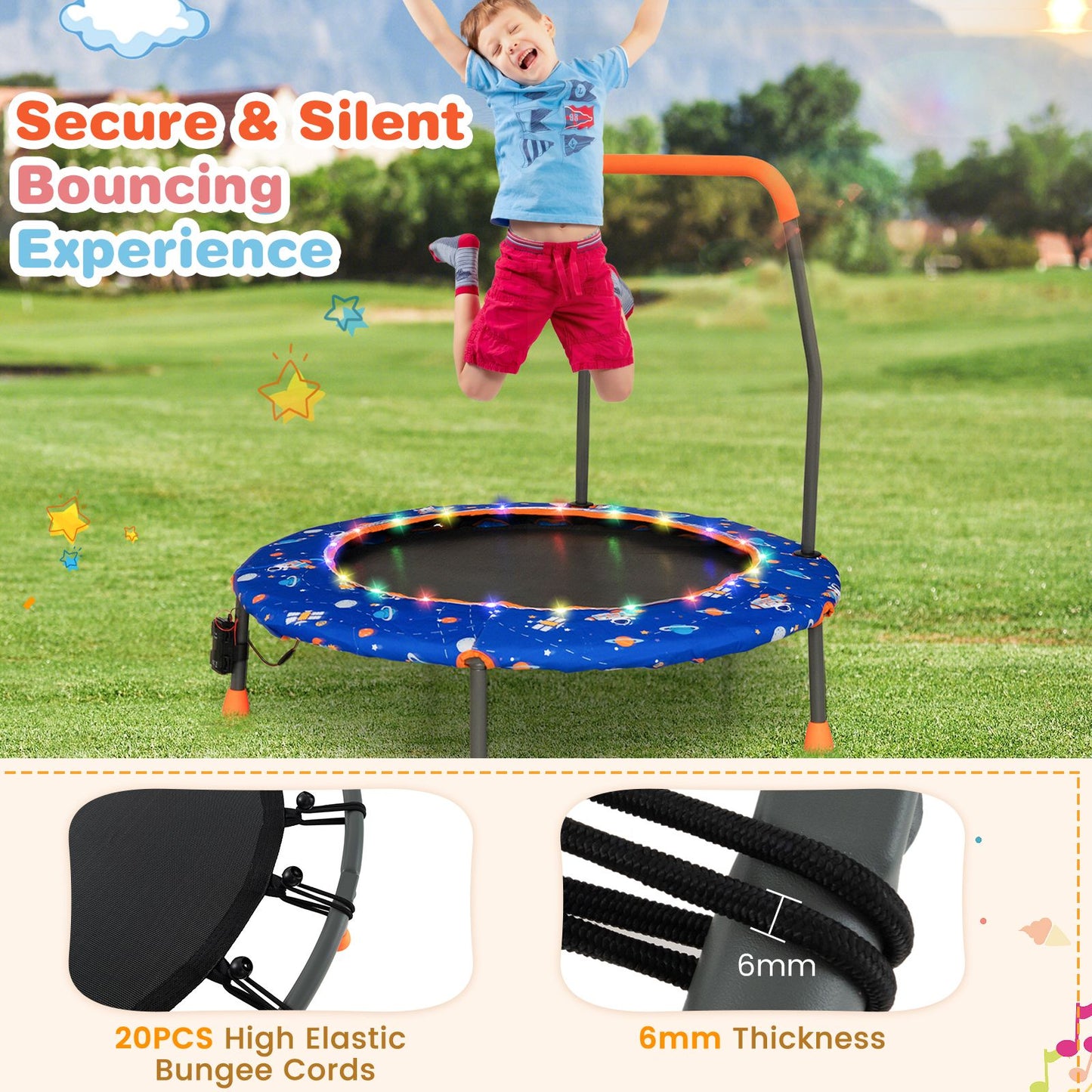 Children's Mini Trampoline with LED Lights and Safety Handle