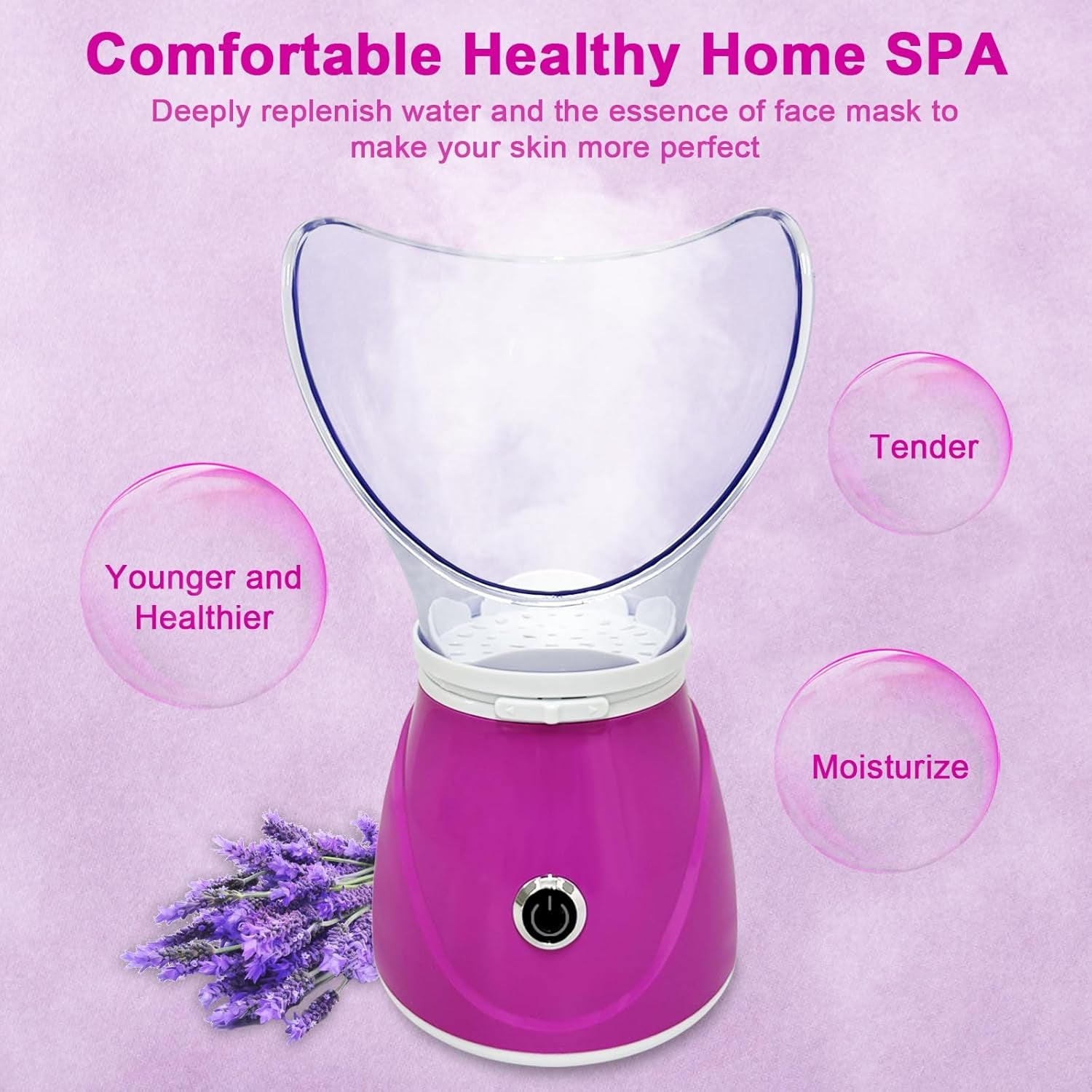 Facial Steamer – Professional Ionic Face Steamer for Deep Cleansing, Blackhead Removal & Sinus Relief | Home Spa Skincare Device for Radiant, Revitalized Skin – Pink
