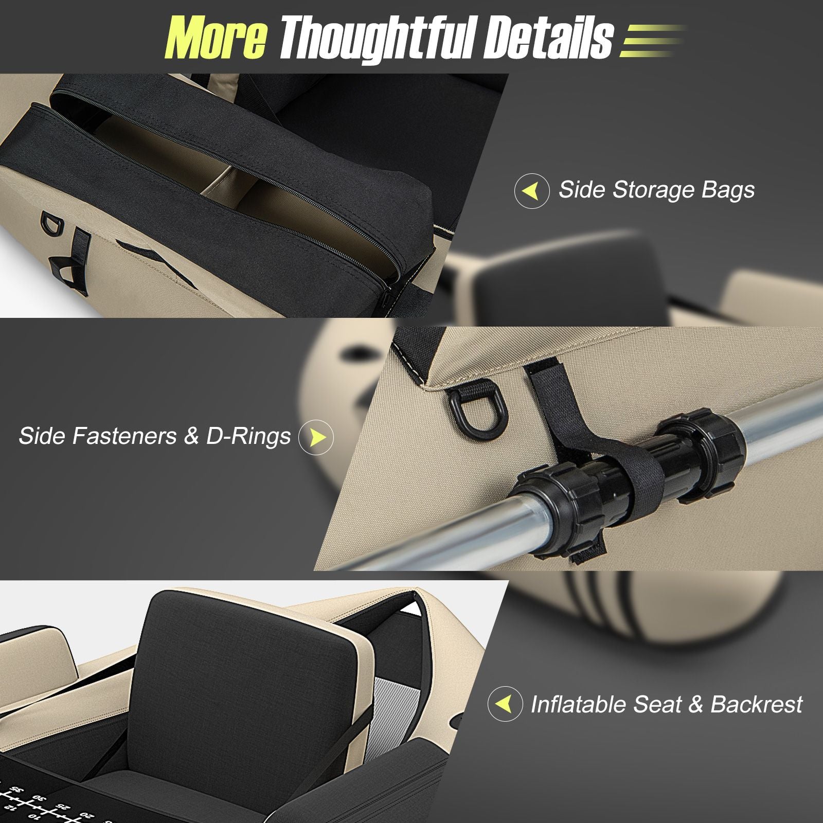 Inflatable Fishing Float Tube with Pump, Paddle, and Storage Compartments