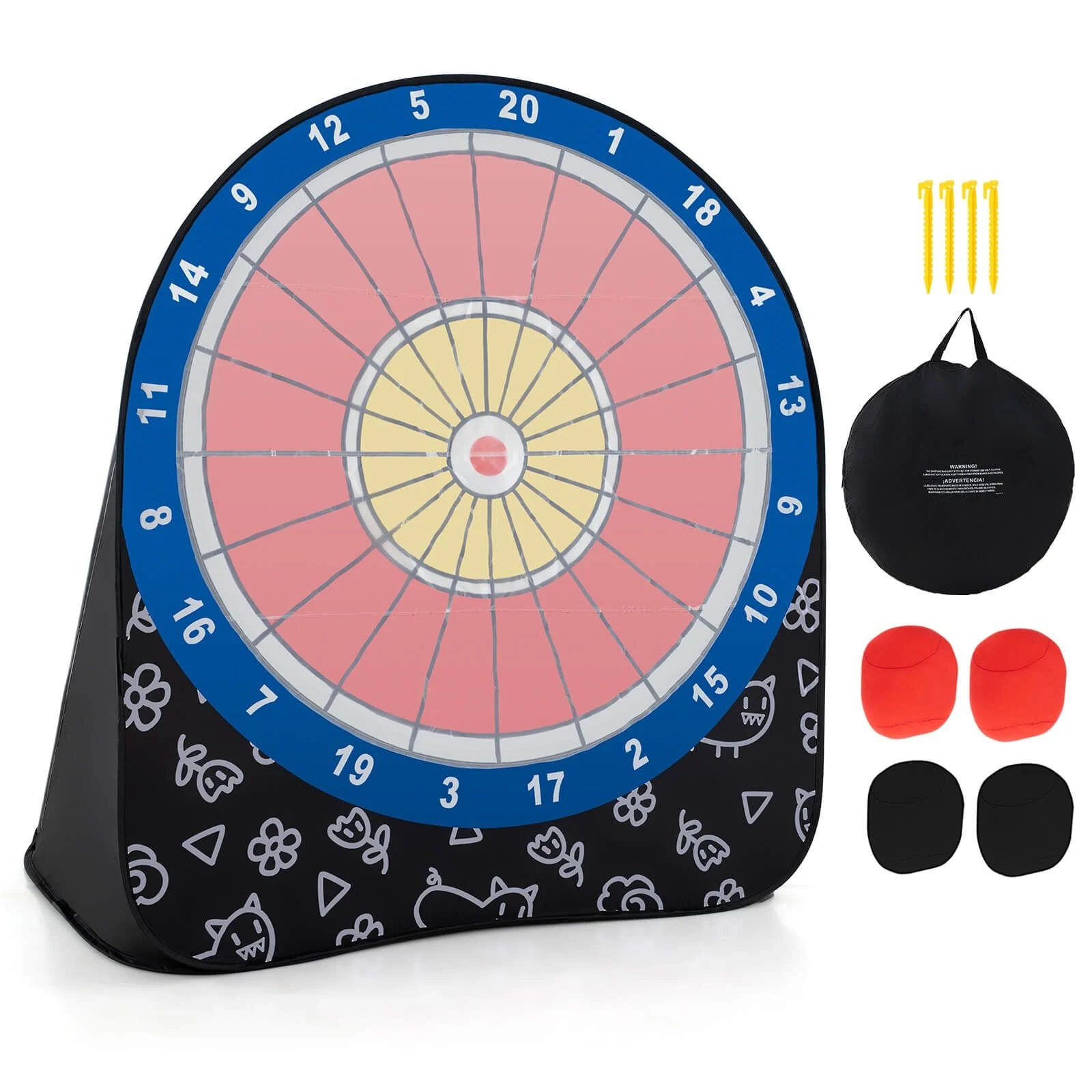 Large Portable Dart Board for Children with 4 Kick Balls - Foldable Design