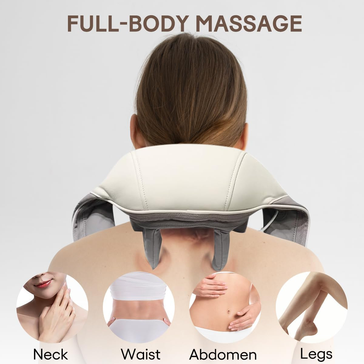 Wireless Neck & Shoulder Massager with Heat – Portable Deep Tissue Shiatsu Massage Device for Neck, Back & Legs | 2 Modes, 2 Intensity Levels | Pain & Tension Relief for Home, Car & Office (Apricot)