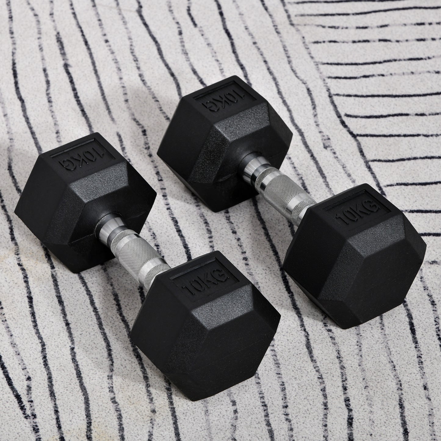 Hexagonal Dumbbell Set - 2x10kg for Home Gym | Durable & Safe Weight Lifting - All Round Fitness